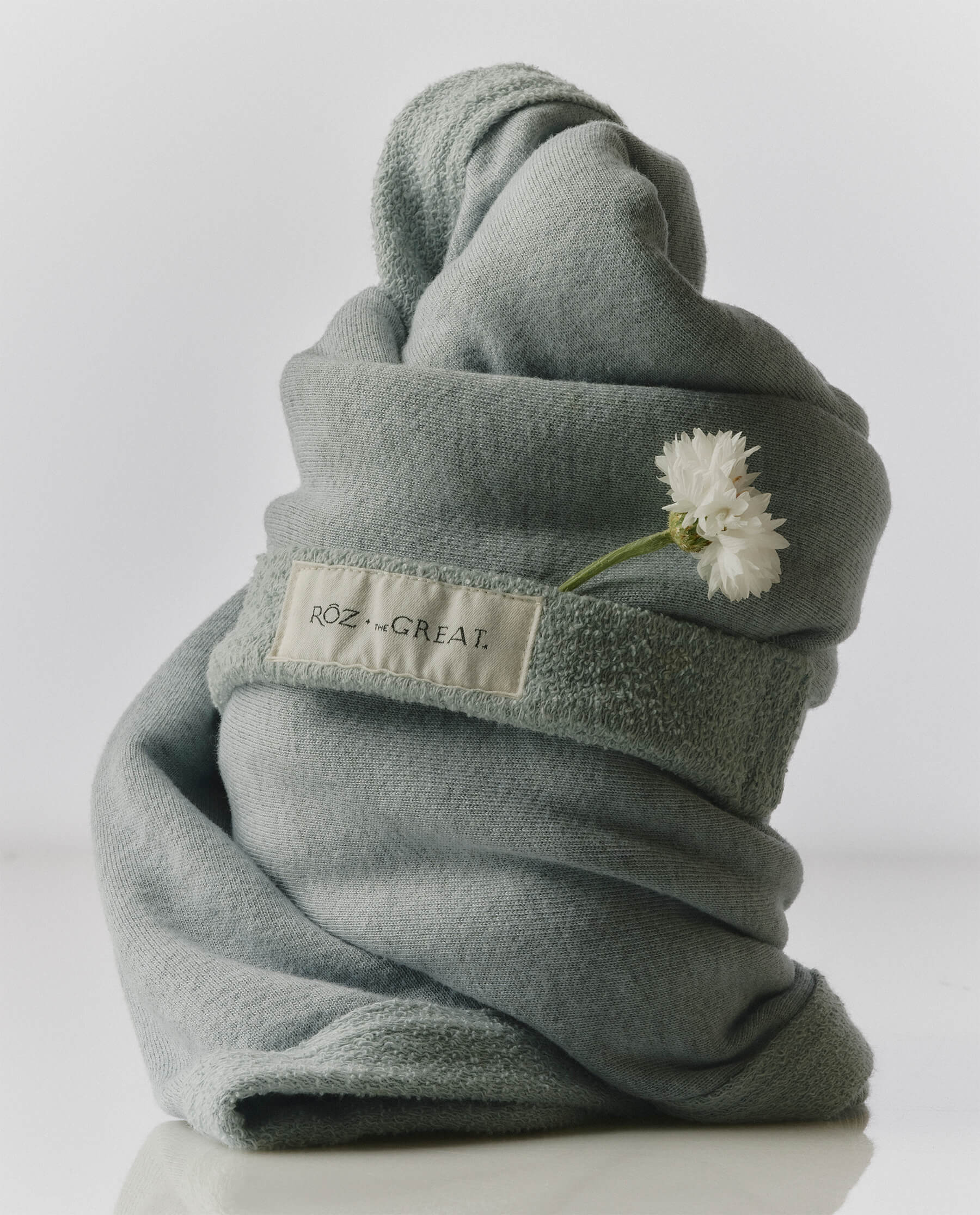 RŌZ + The GREAT The Sweatshirt Hair Towel. -- Seaglass - Image 7