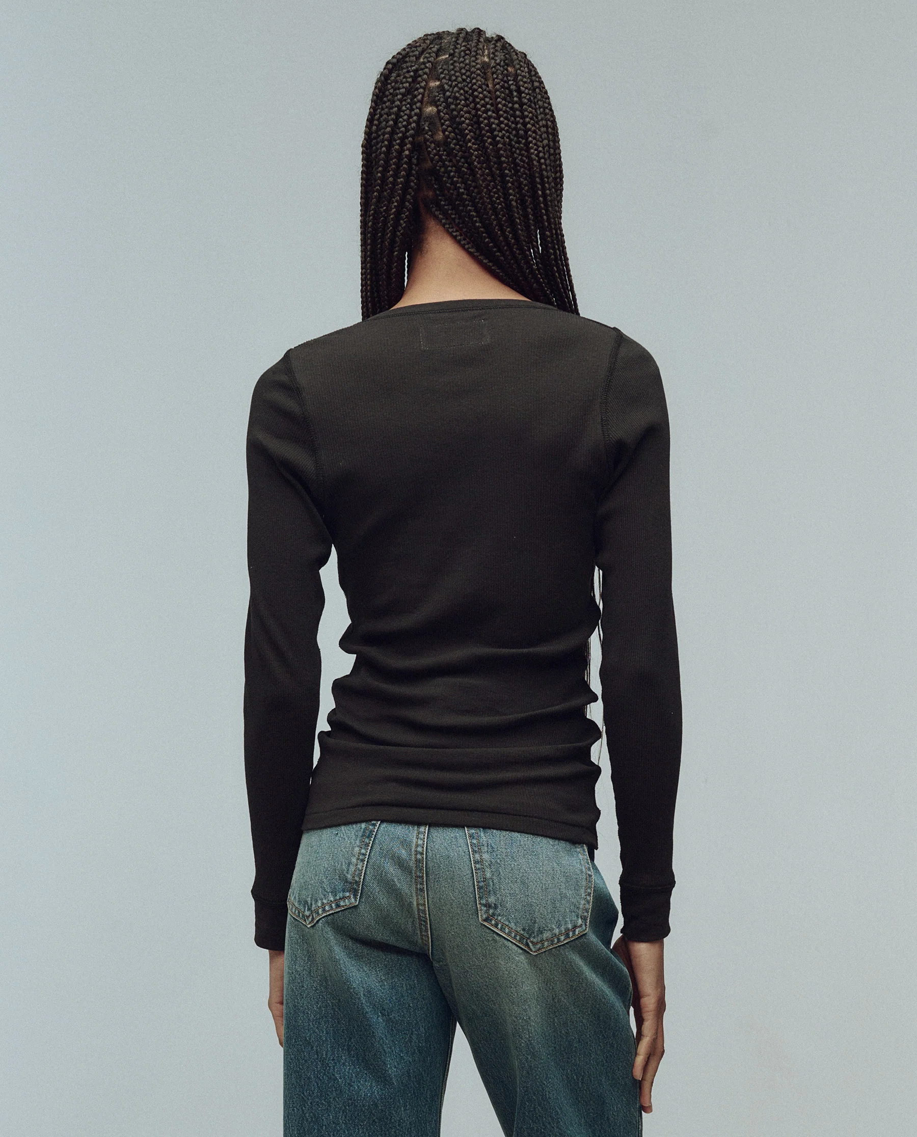 The Baby Rib Henley. -- Almost Black - Image 2