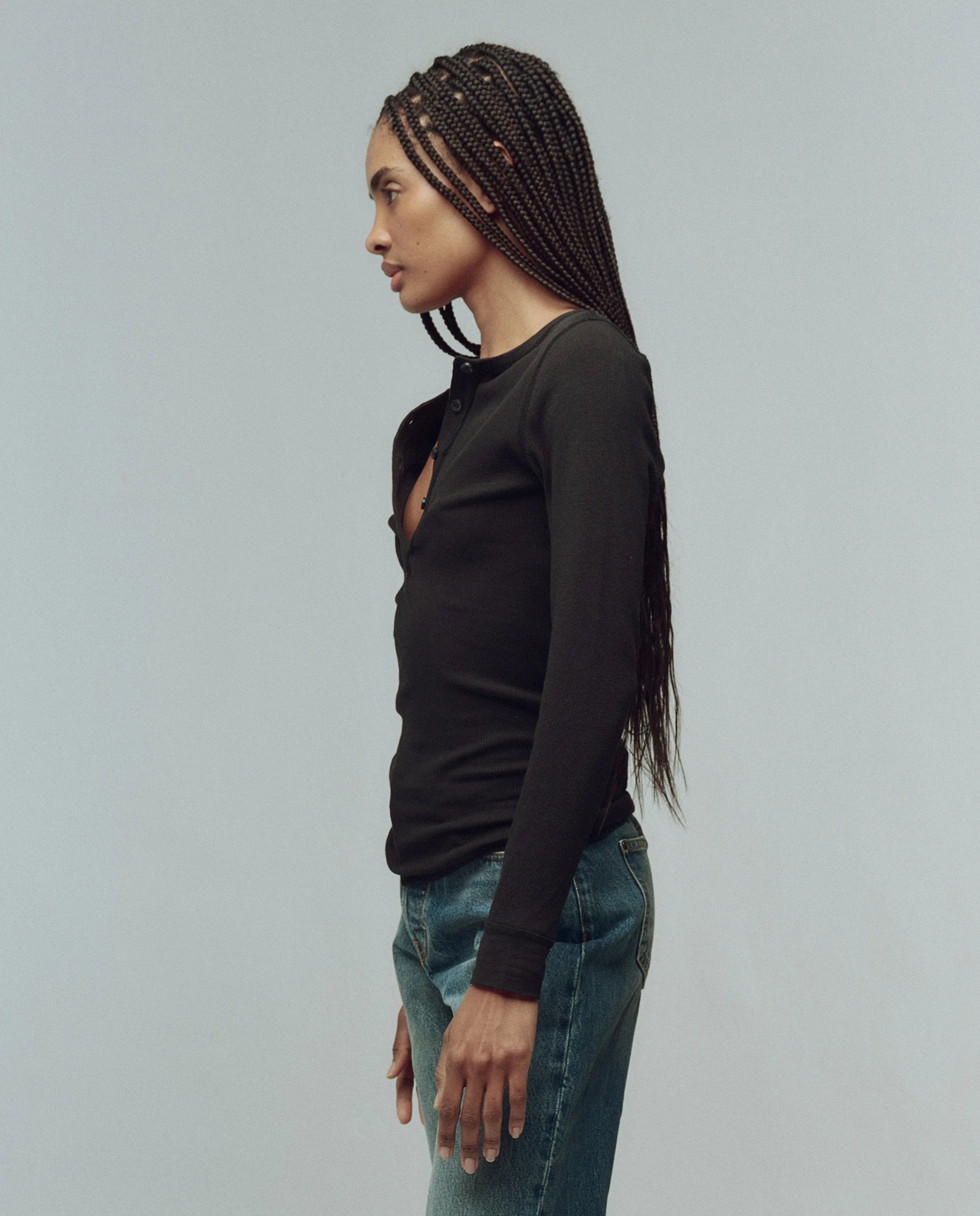 The Baby Rib Henley. -- Almost Black - Image 3