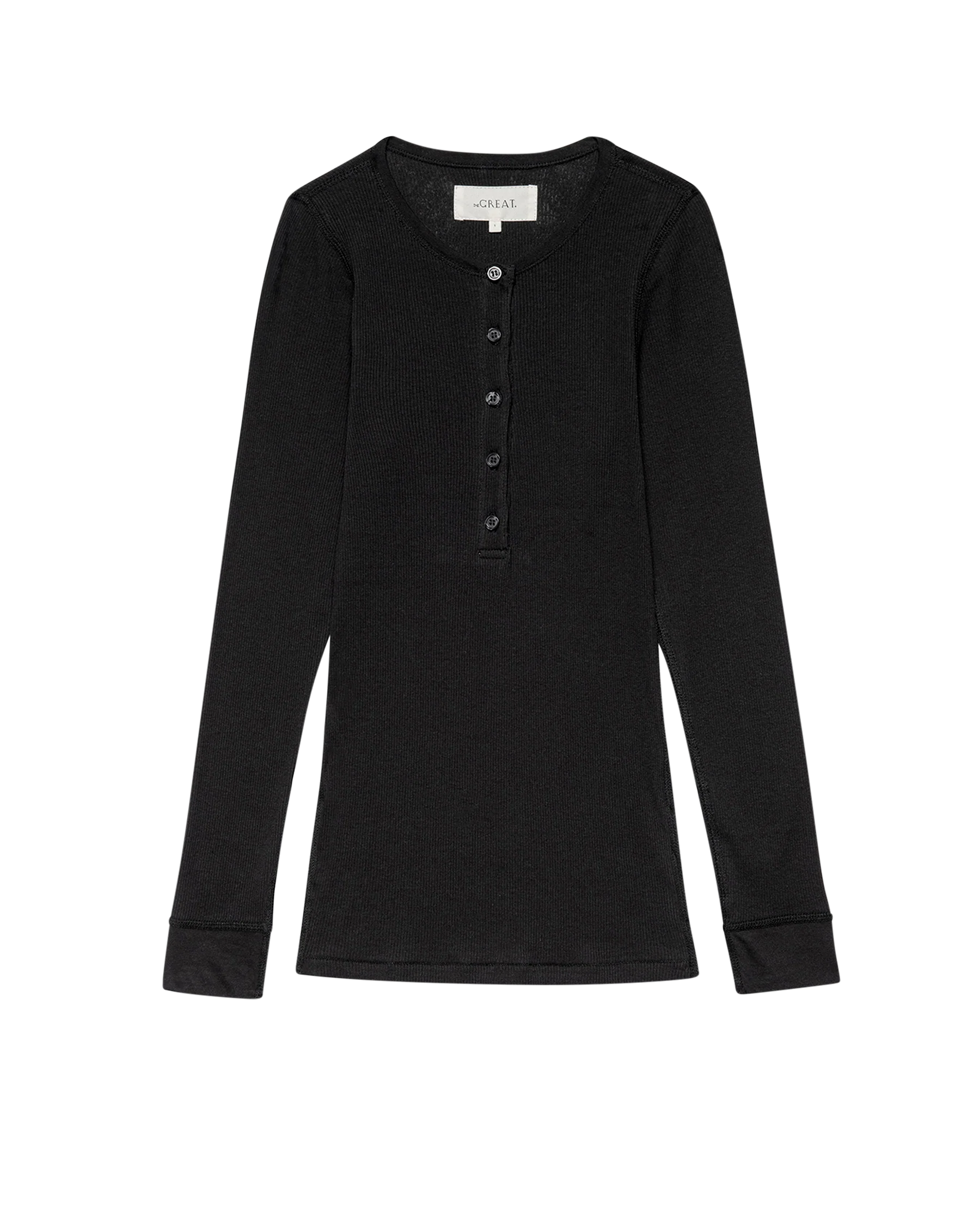 The Baby Rib Henley. -- Almost Black - Image 4