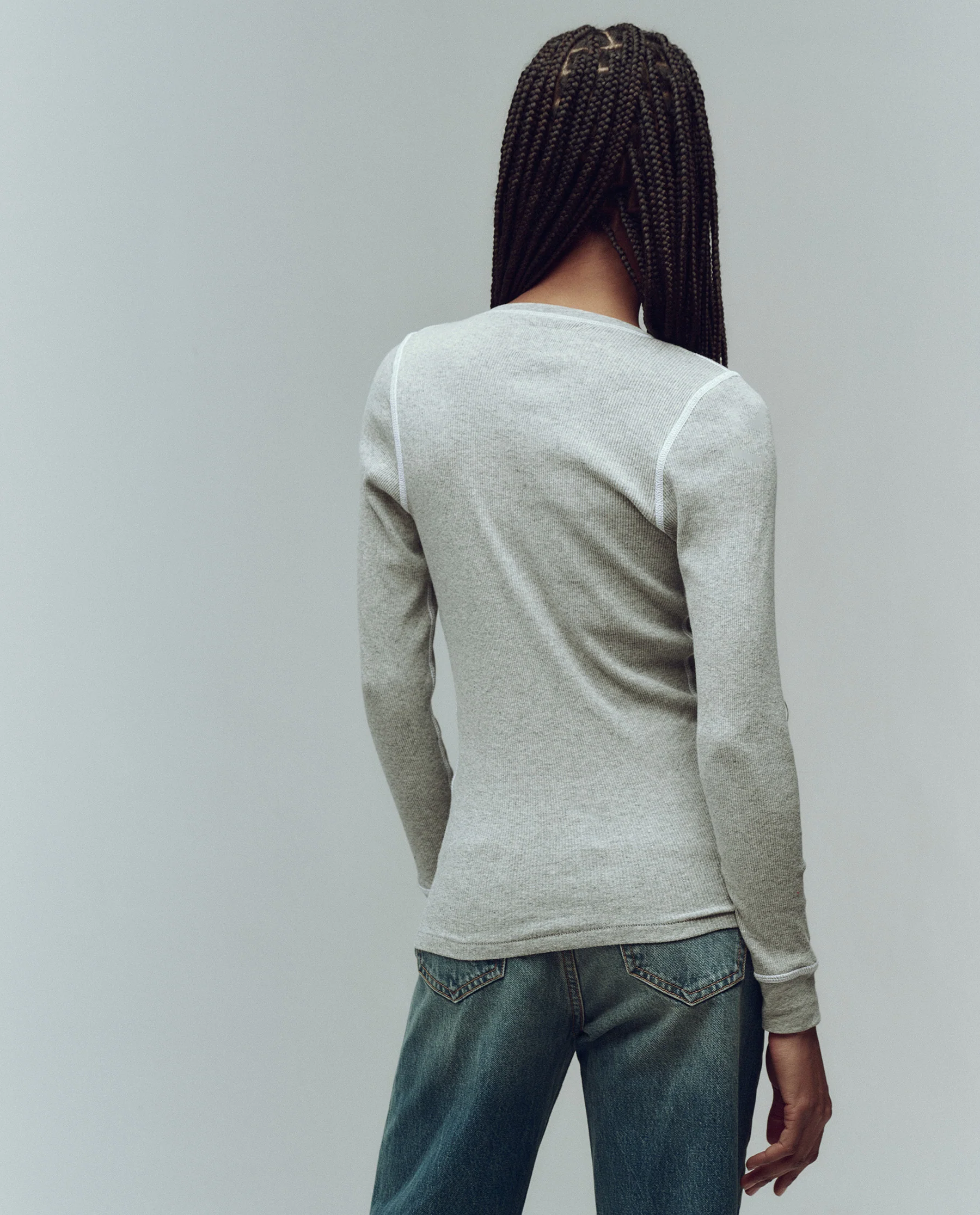 The Baby Rib Henley. -- Heather Grey - Image 2