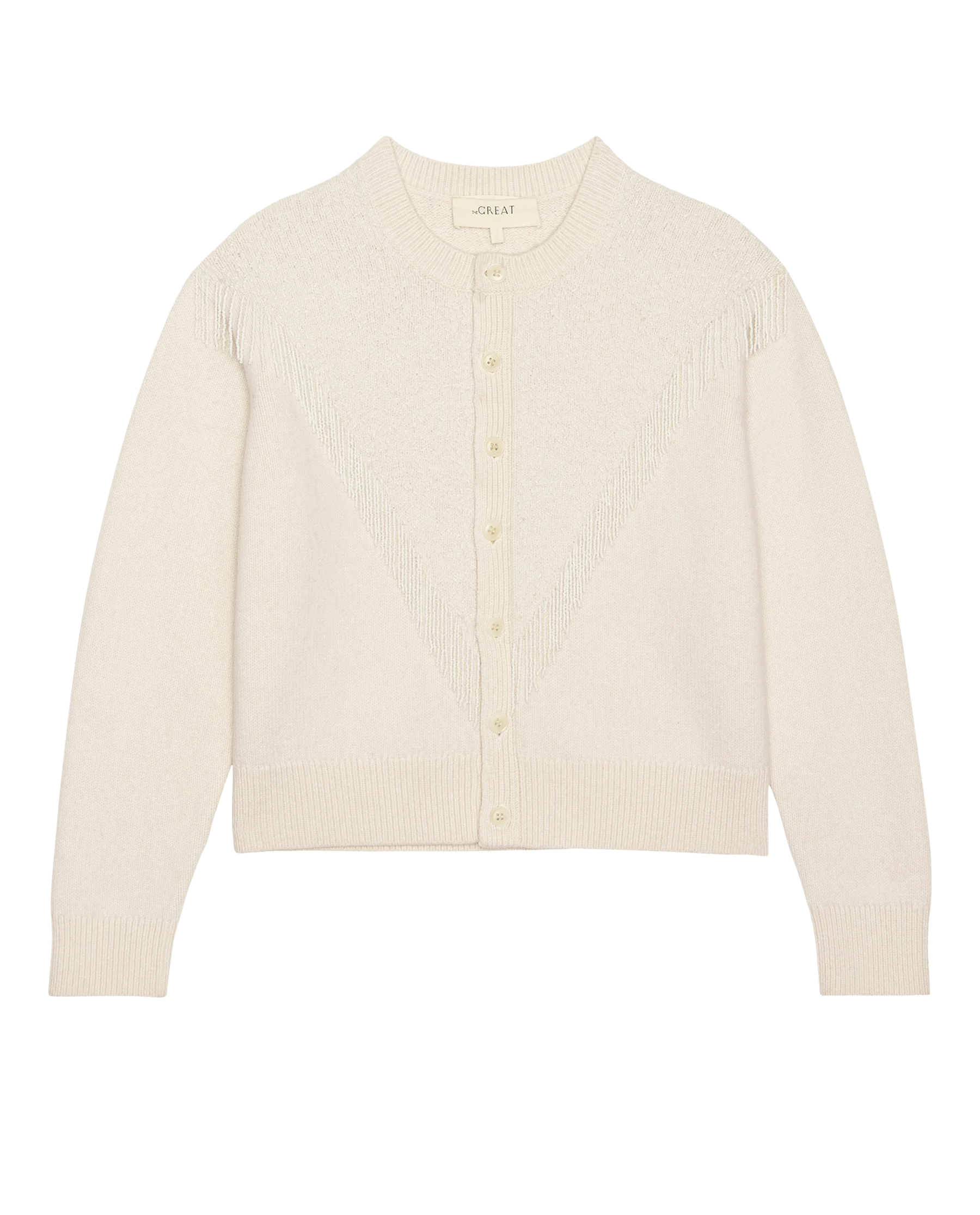 The Beaded Fringe Cardigan. -- Cream - Image 6