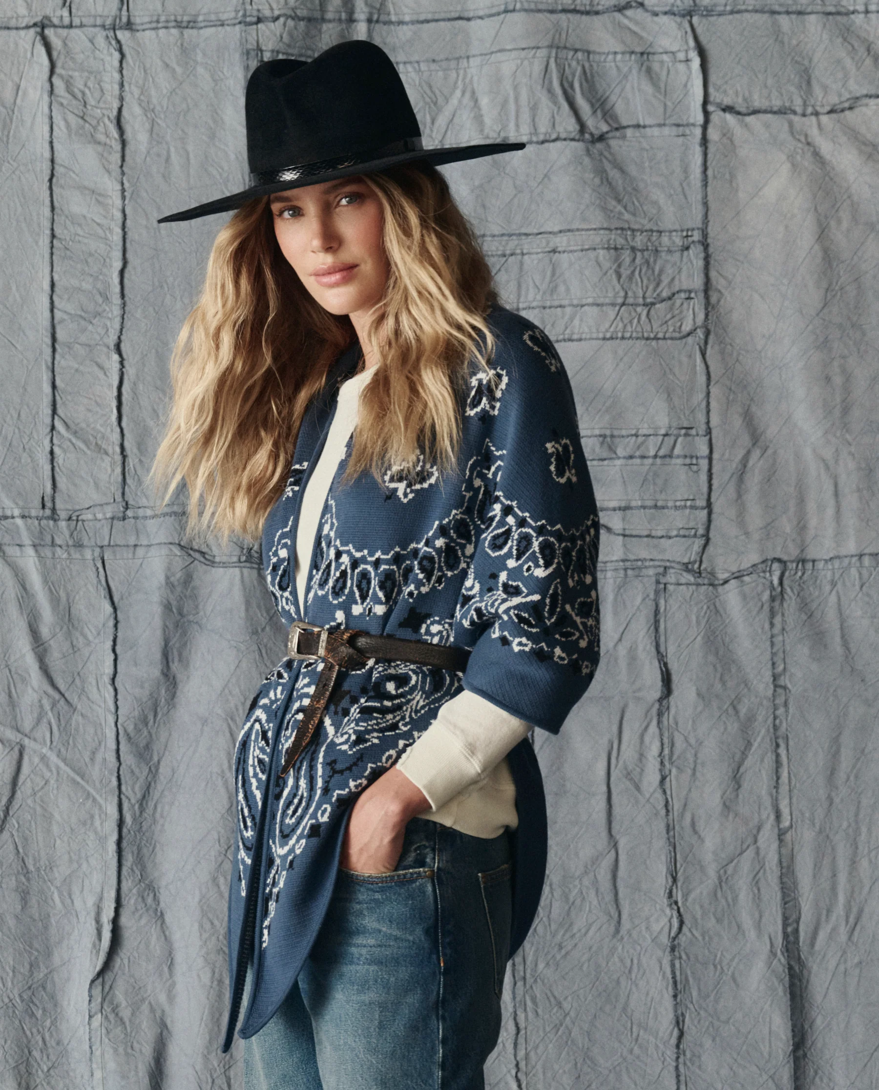 The Big Bandana Scarf. -- Washed Navy - Image 3