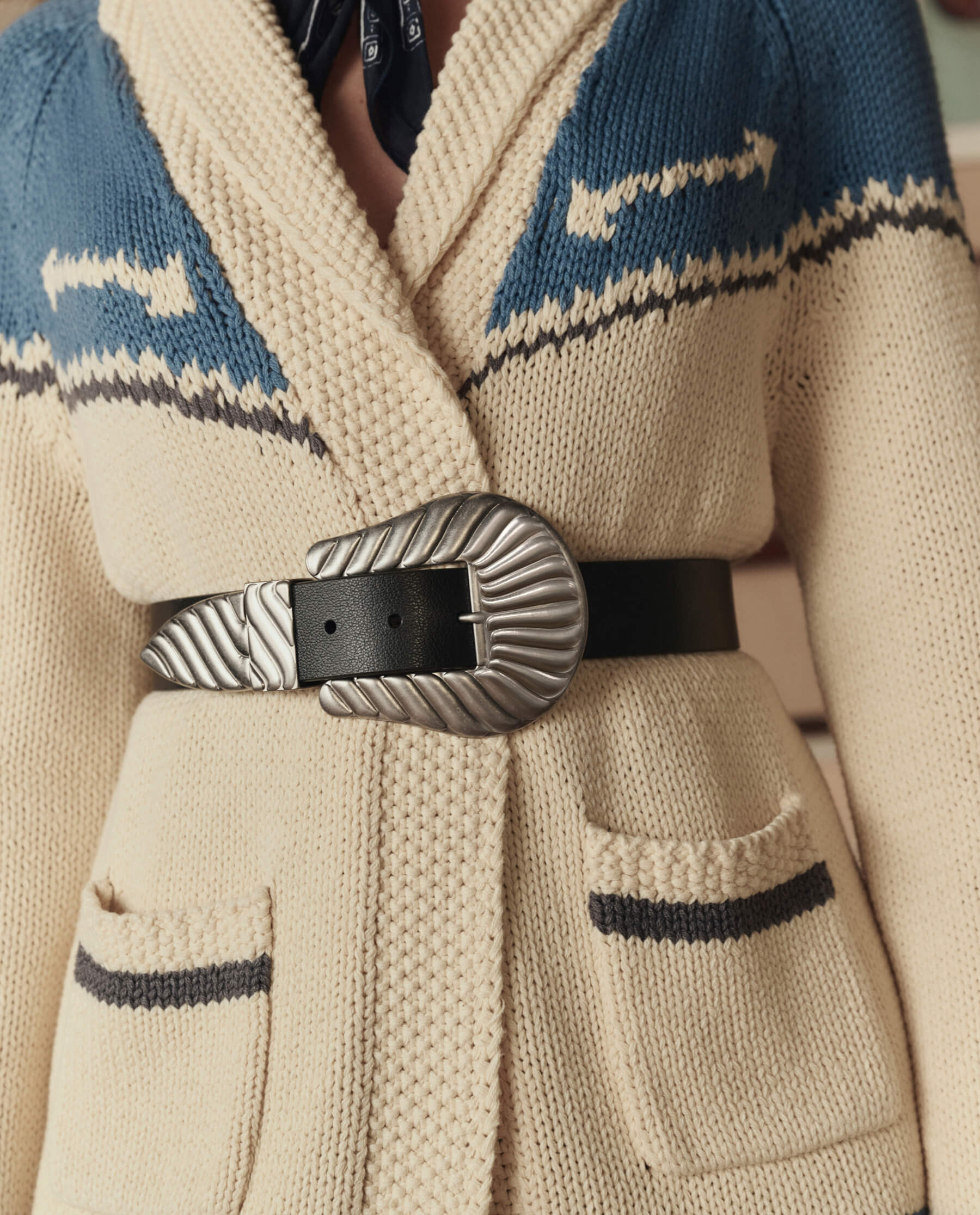 The Western Riding Cardigan Sweater. -- Robin Blue - Image 5