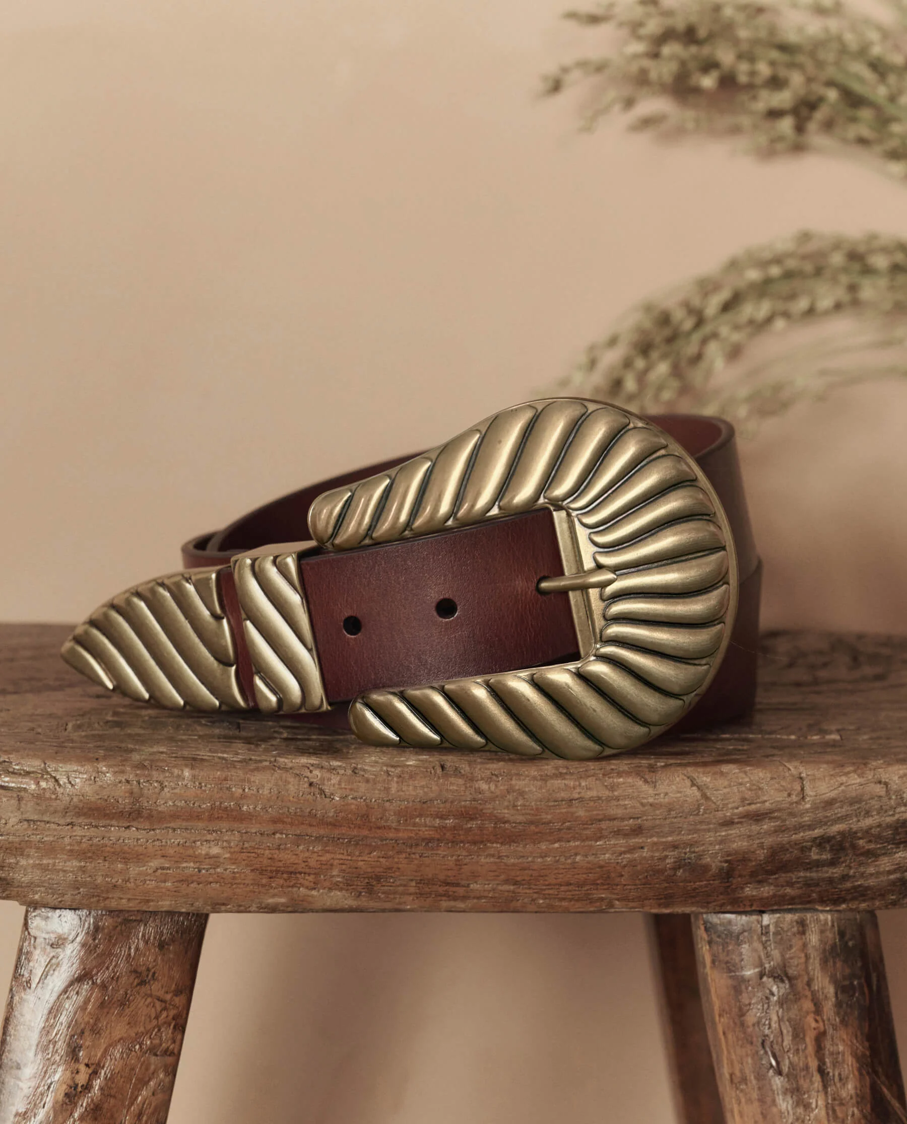 The Big Buckle Belt. -- Cognac With Brass - Image 2