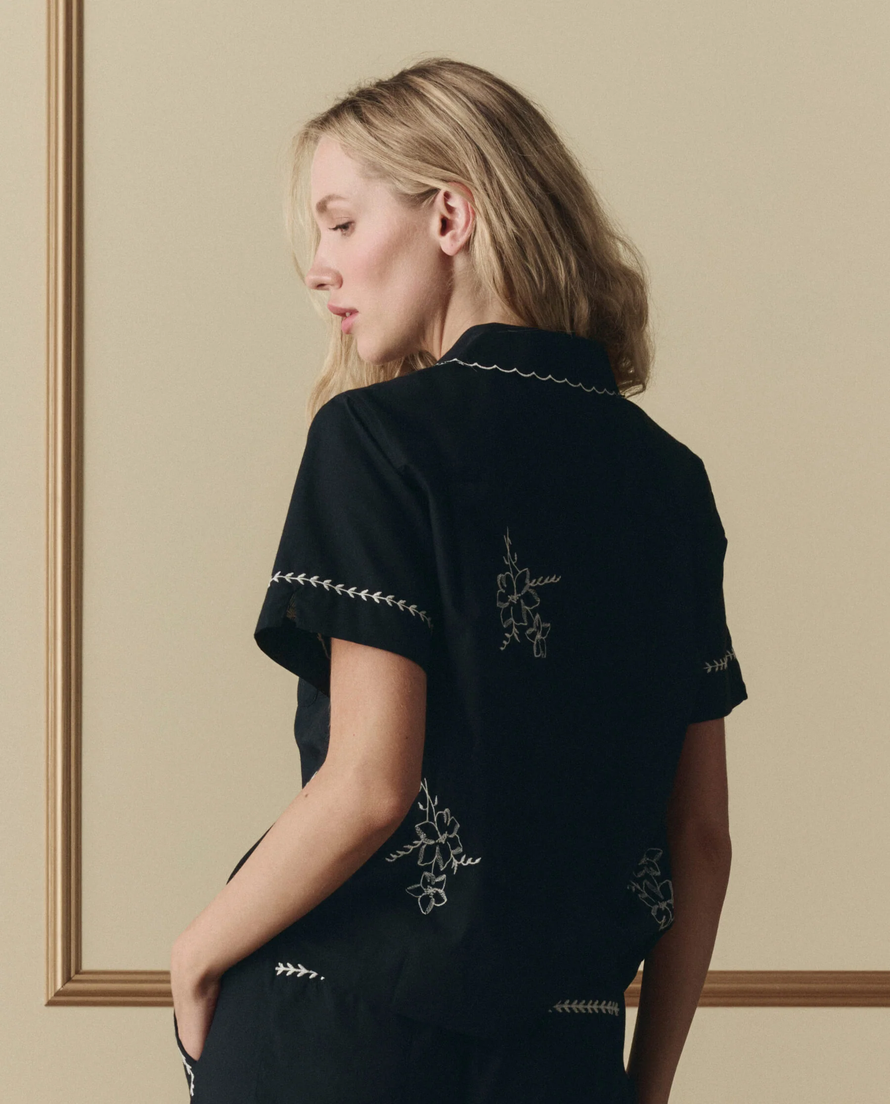 The Bowling Shirt W/ Hanky Embroidery. -- Black - Image 3