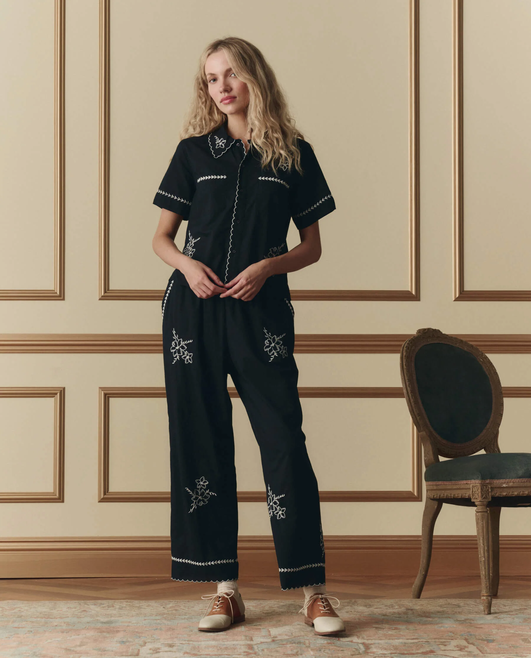 The Bowling Shirt W/ Hanky Embroidery. -- Black - Image 5