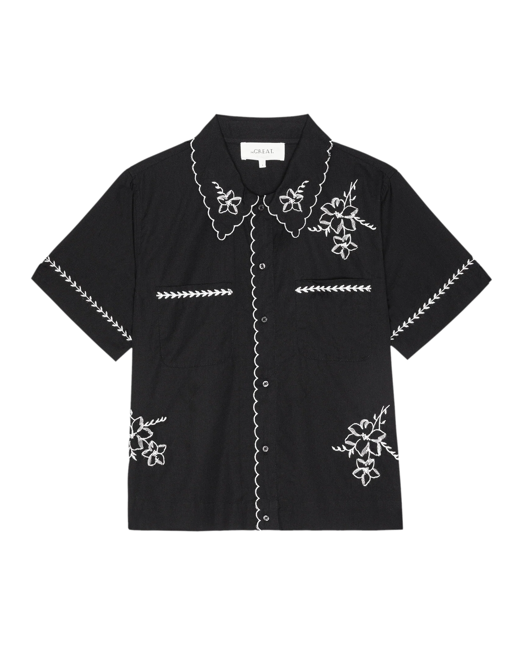 The Bowling Shirt W/ Hanky Embroidery. -- Black - Image 6