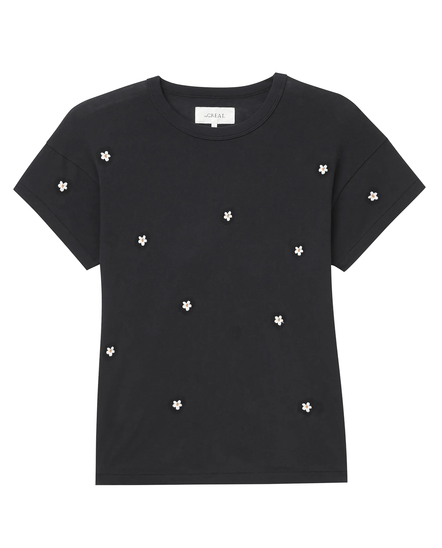 The Boxy Crew. Embroidered -- Almost Black With Daisy Embroidery - Image 6