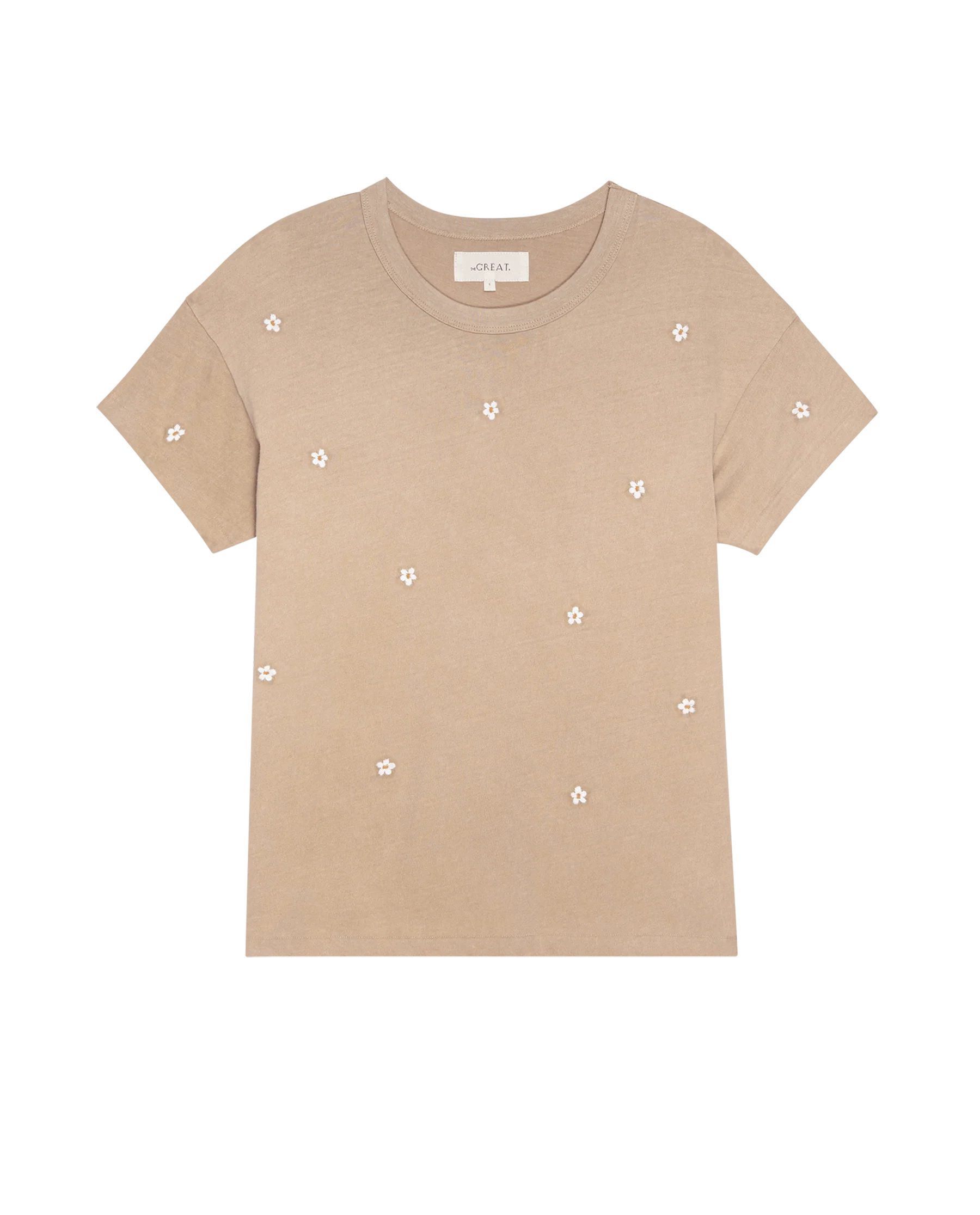 The Boxy Crew. Embroidered -- Khaki with Daisy Embroidery - Image 6