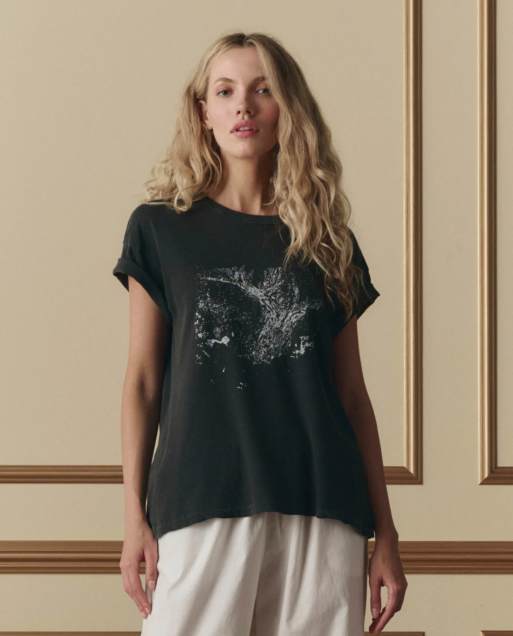 The Boxy Crew W/ Shadow Oak Graphic. -- Washed Black - Image 3