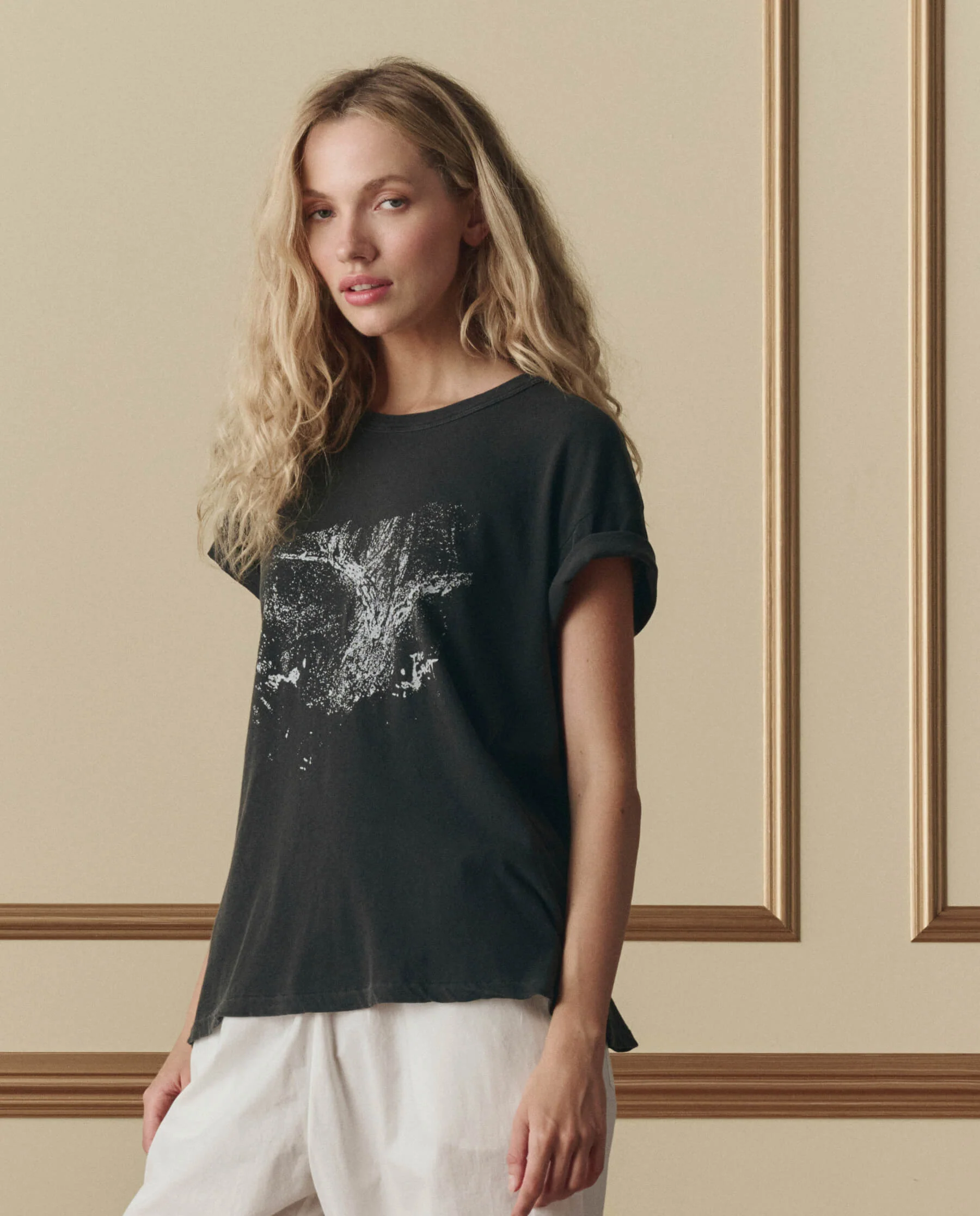The Boxy Crew W/ Shadow Oak Graphic. -- Washed Black - Image 4
