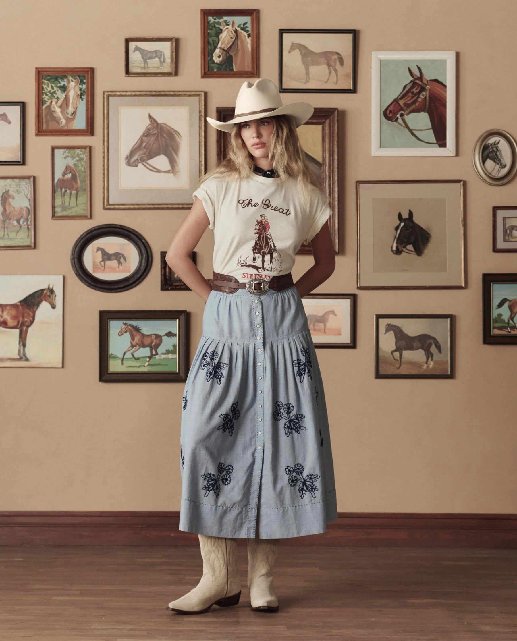The Boxy Crew With Stetson Graphic. -- Washed White - Image 3