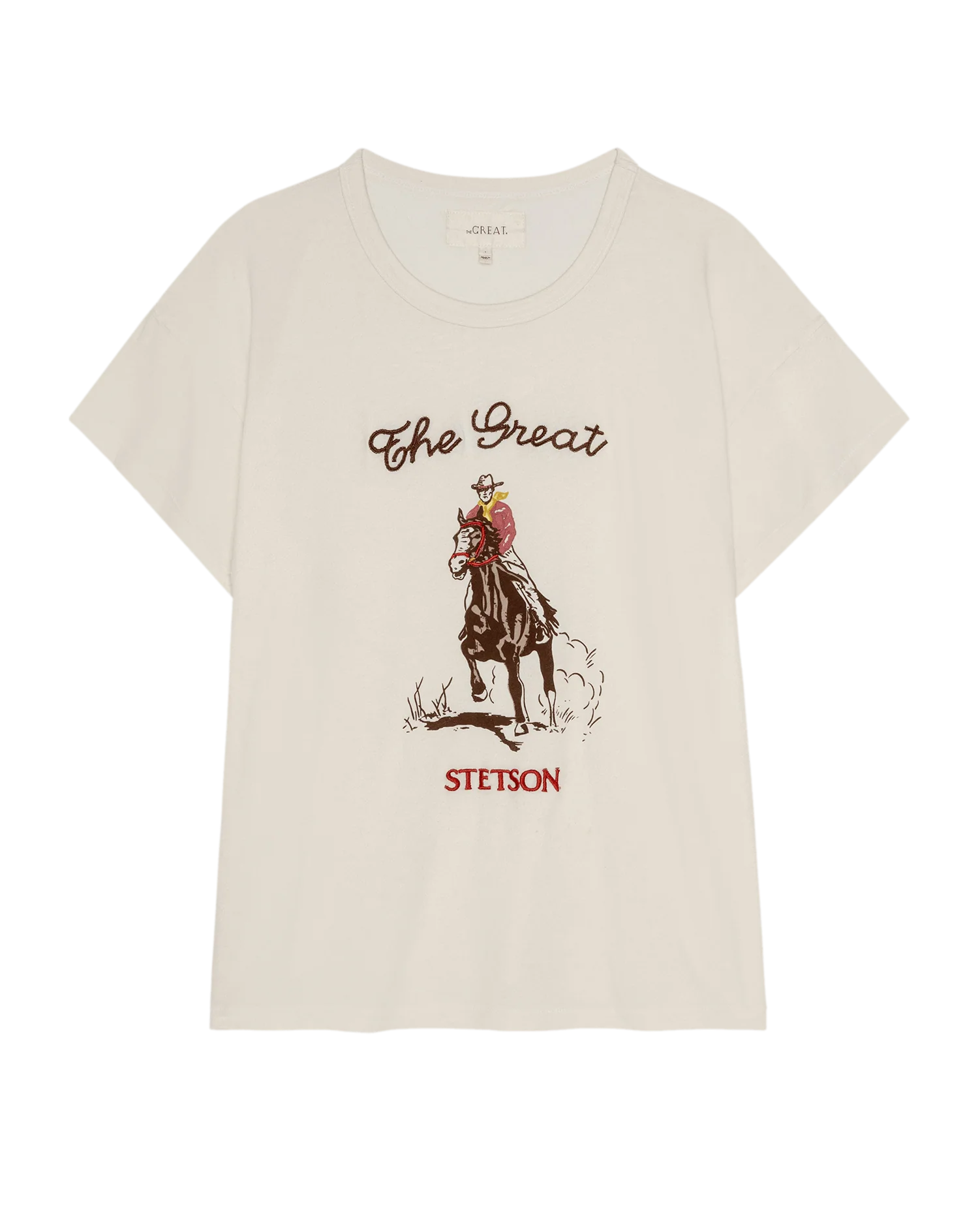 The Boxy Crew With Stetson Graphic. -- Washed White - Image 5