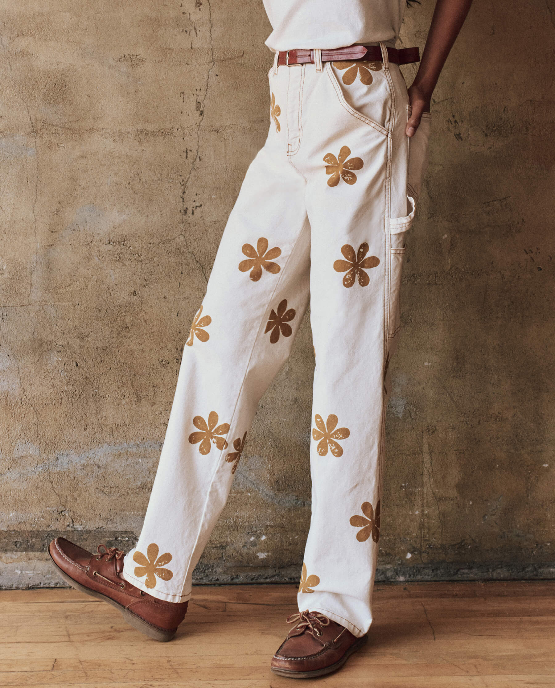 The Carpenter Pant with Daisy Stamp. -- Natural - Image 3