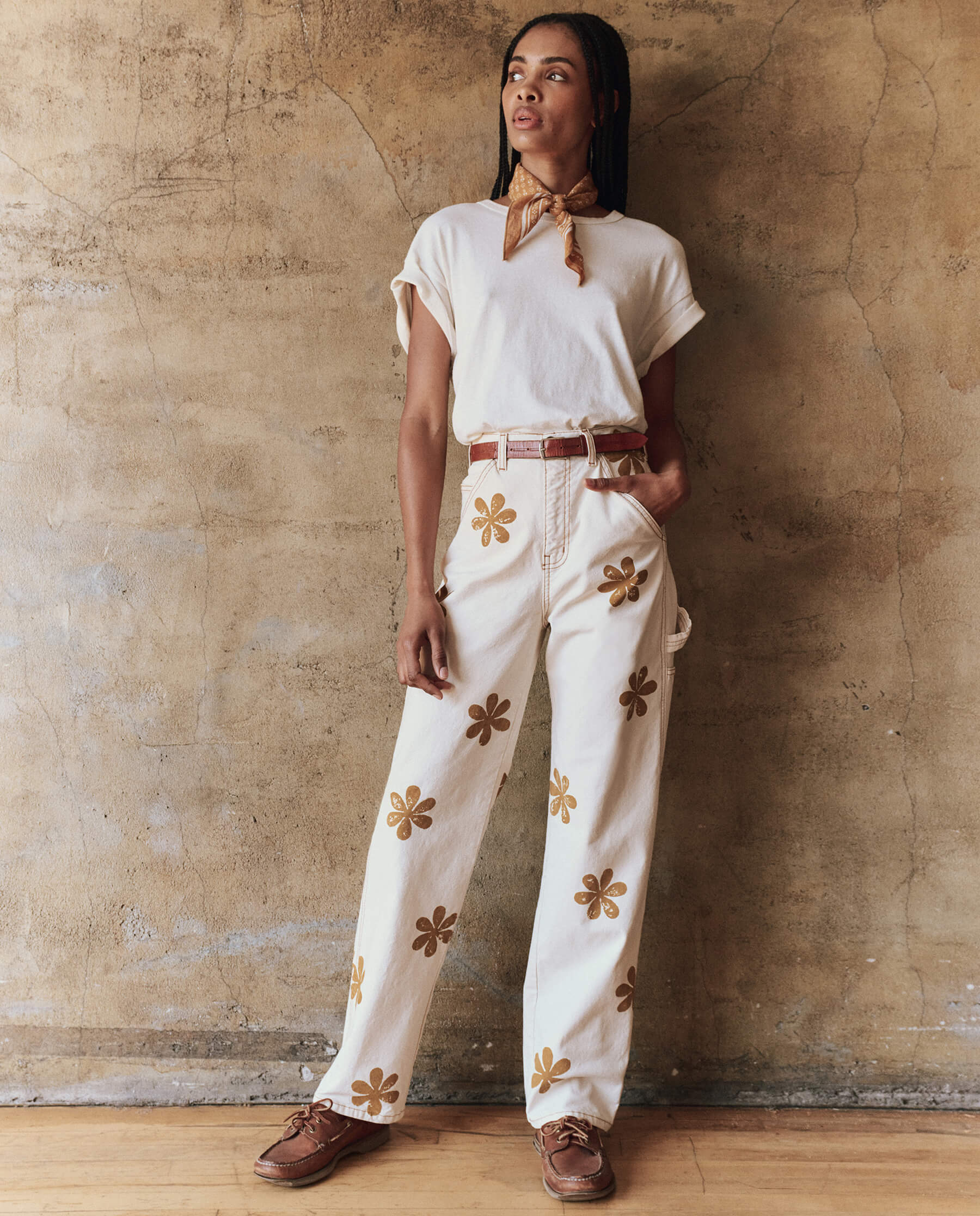 The Carpenter Pant with Daisy Stamp. -- Natural - Image 5