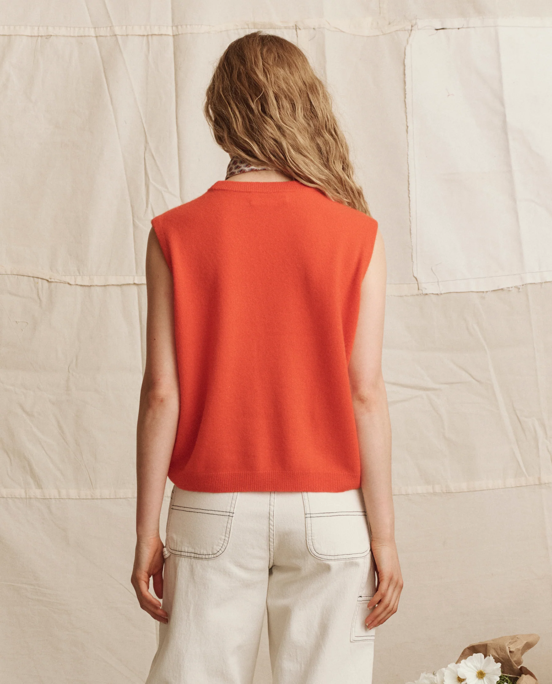 The Cashmere Pullover Vest. -- Hot Orange - Image 3