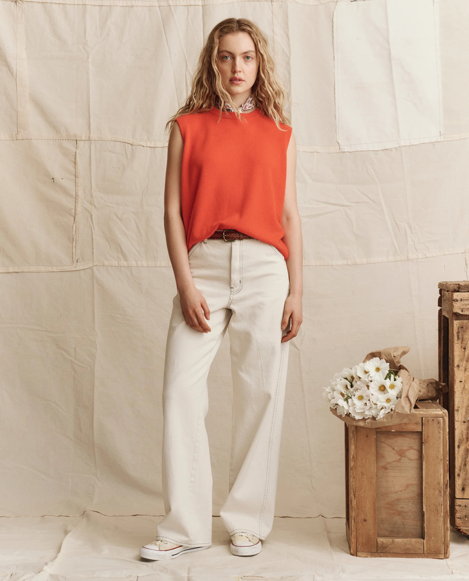 The Cashmere Pullover Vest. -- Hot Orange - Image 4
