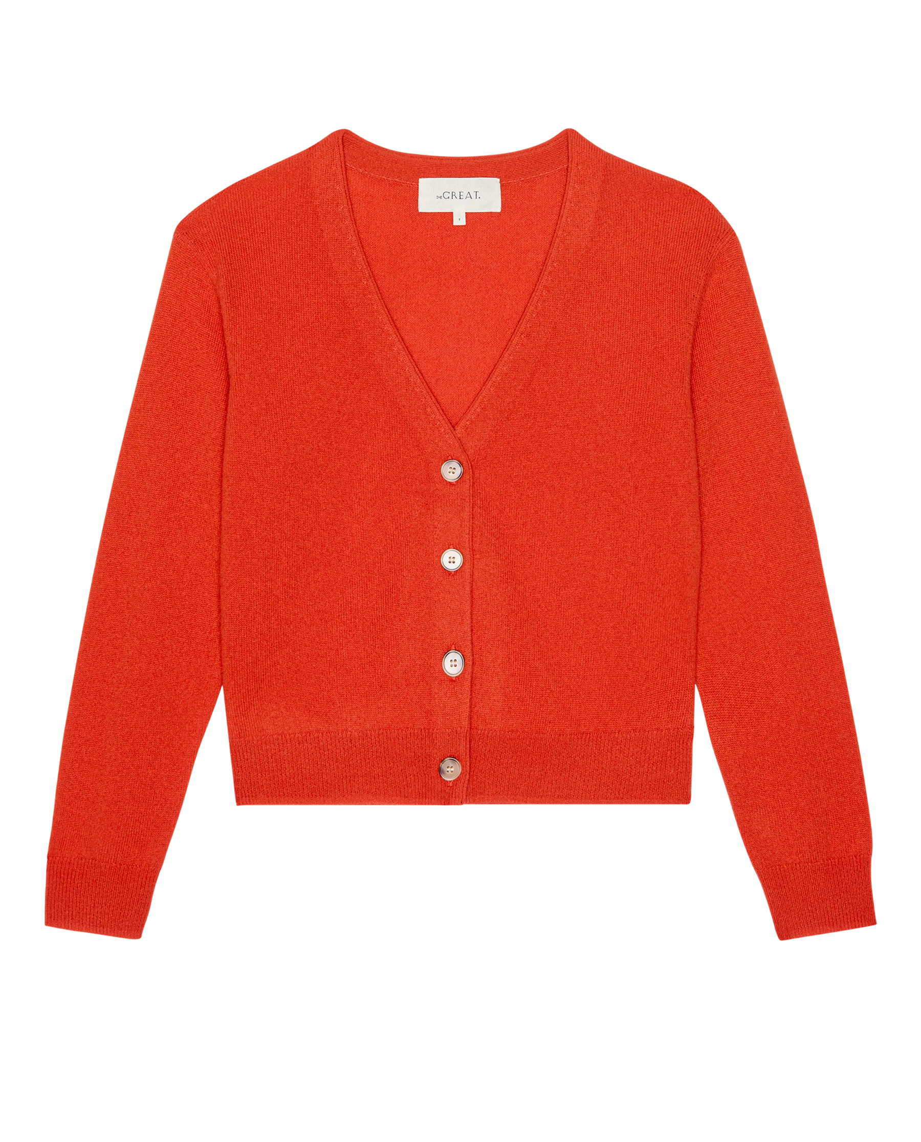 The Cashmere Tiny V Neck Cardigan. -- Hot Orange - Image 5