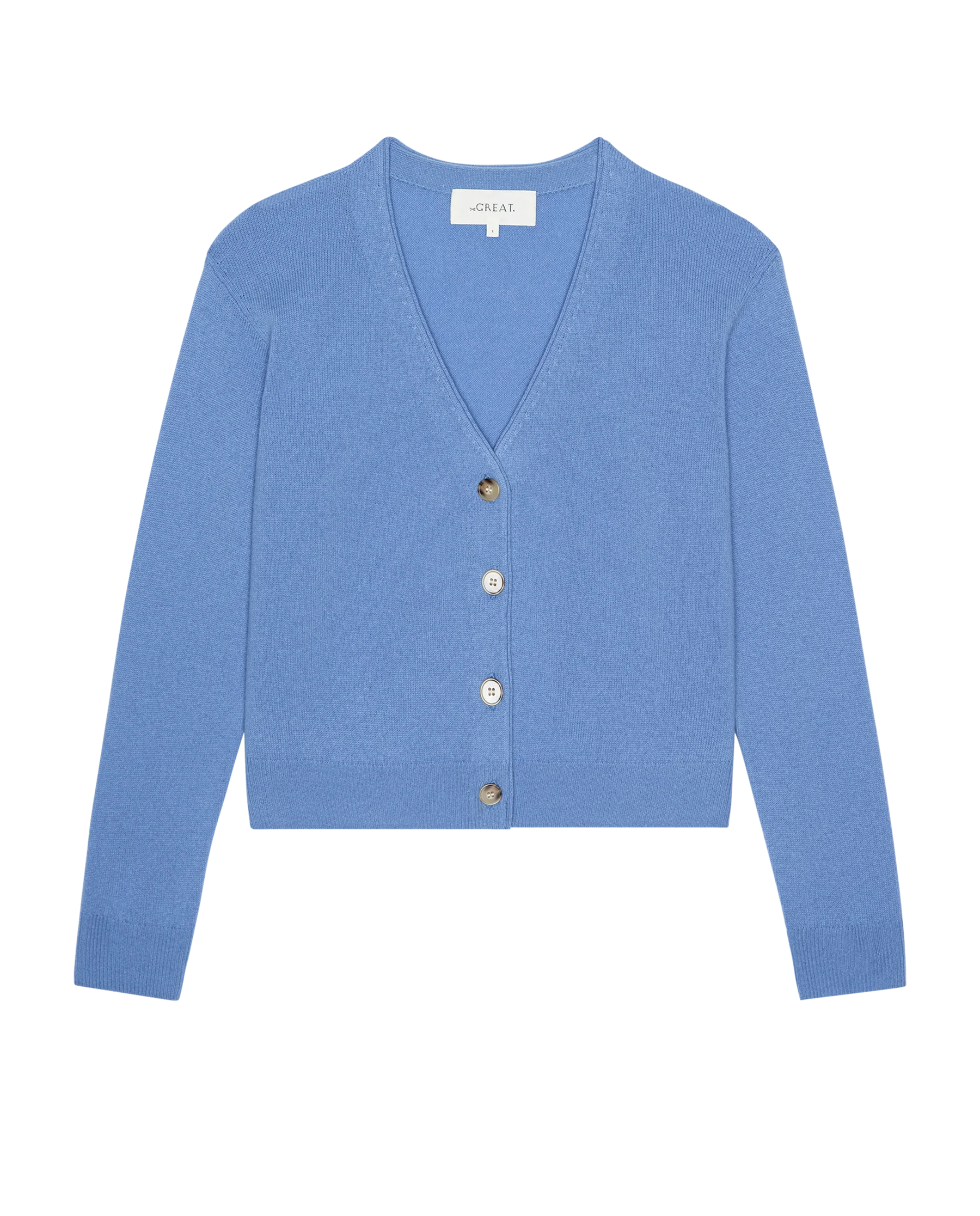 The Cashmere Tiny V Neck Cardigan. -- Soft Blue - Image 4