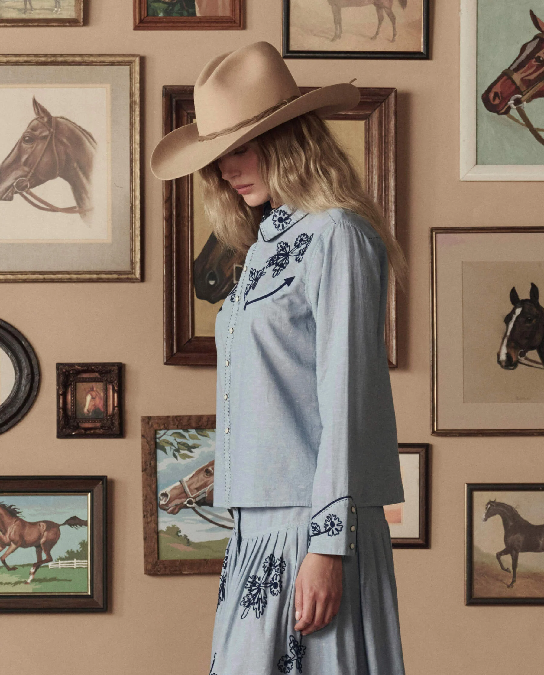 The Chambray Embroidered Western Shirt. -- Chambray - Image 3