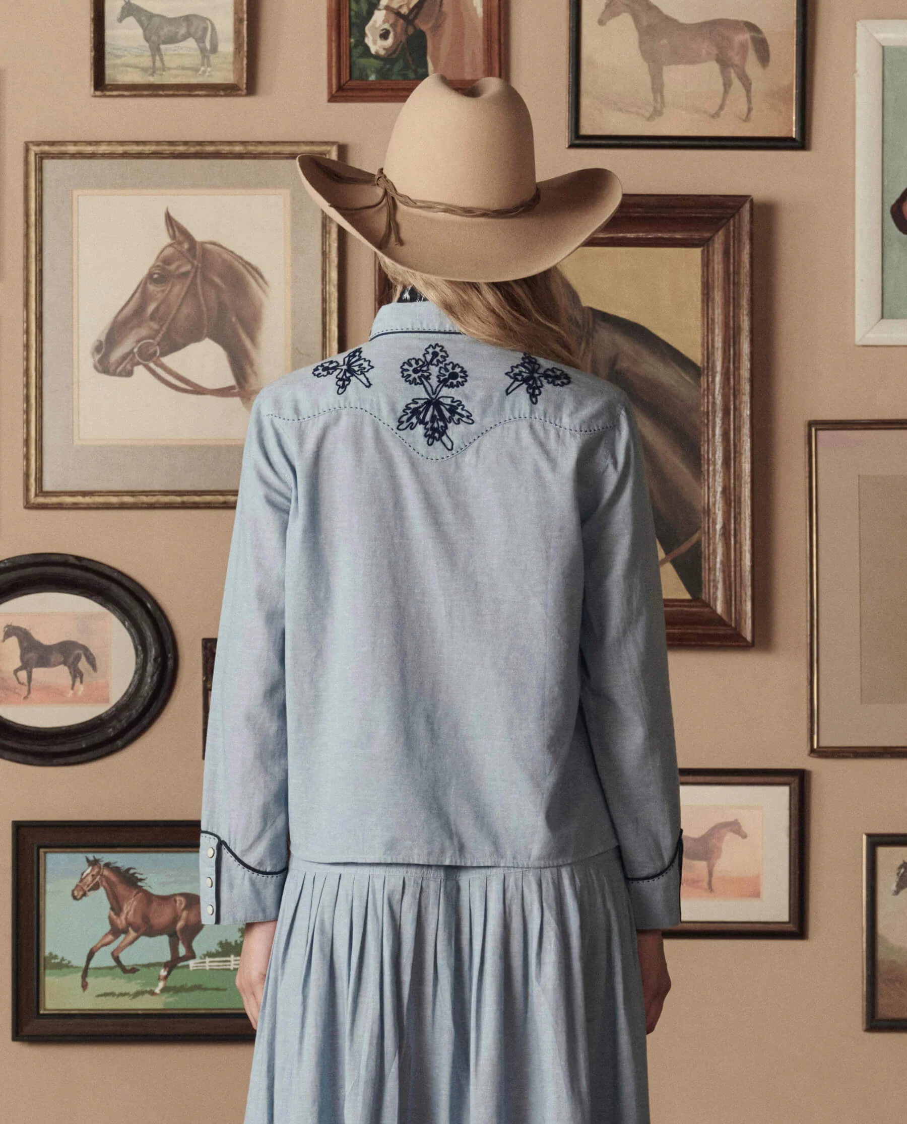 The Chambray Embroidered Western Shirt. -- Chambray - Image 4