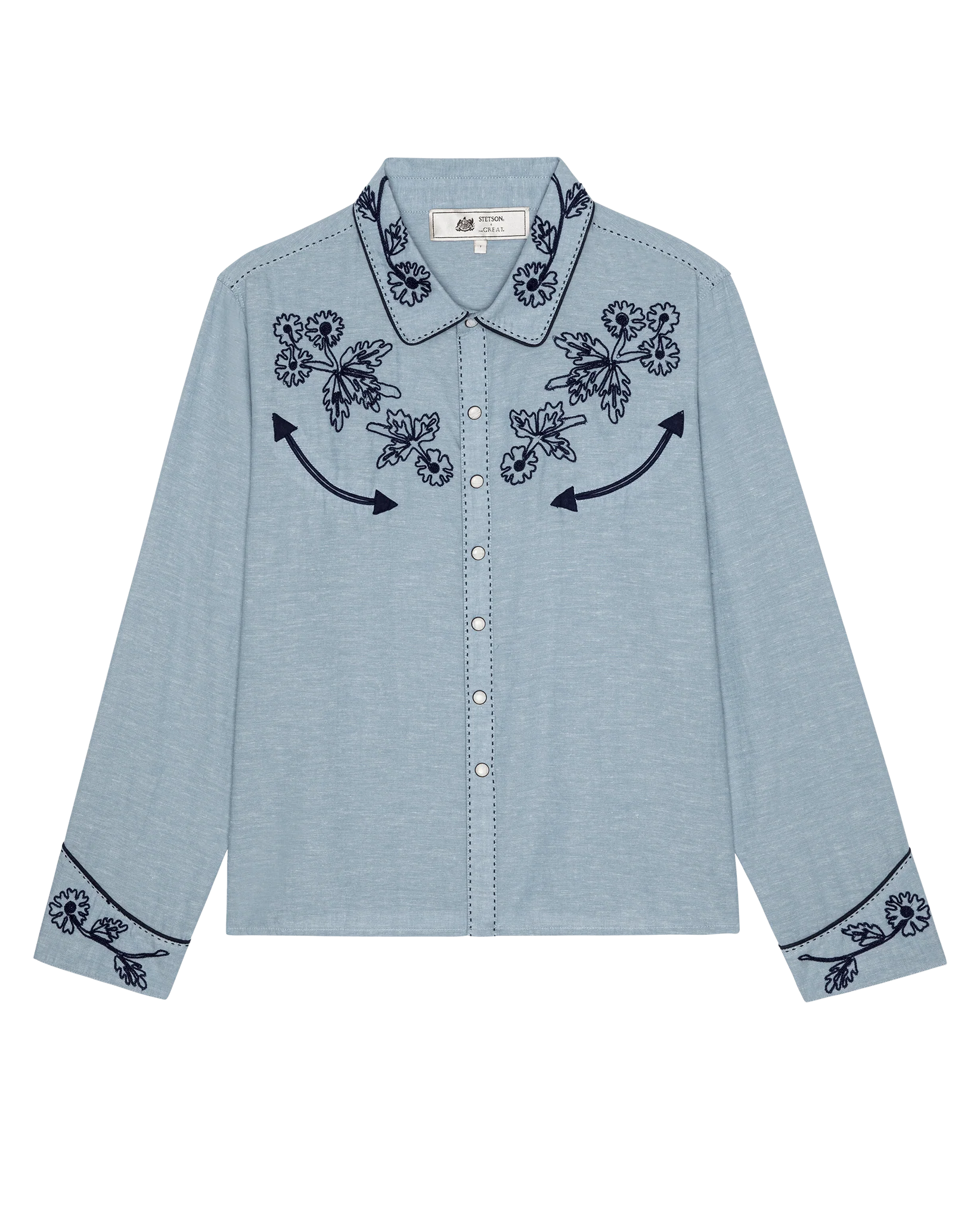 The Chambray Embroidered Western Shirt. -- Chambray - Image 6