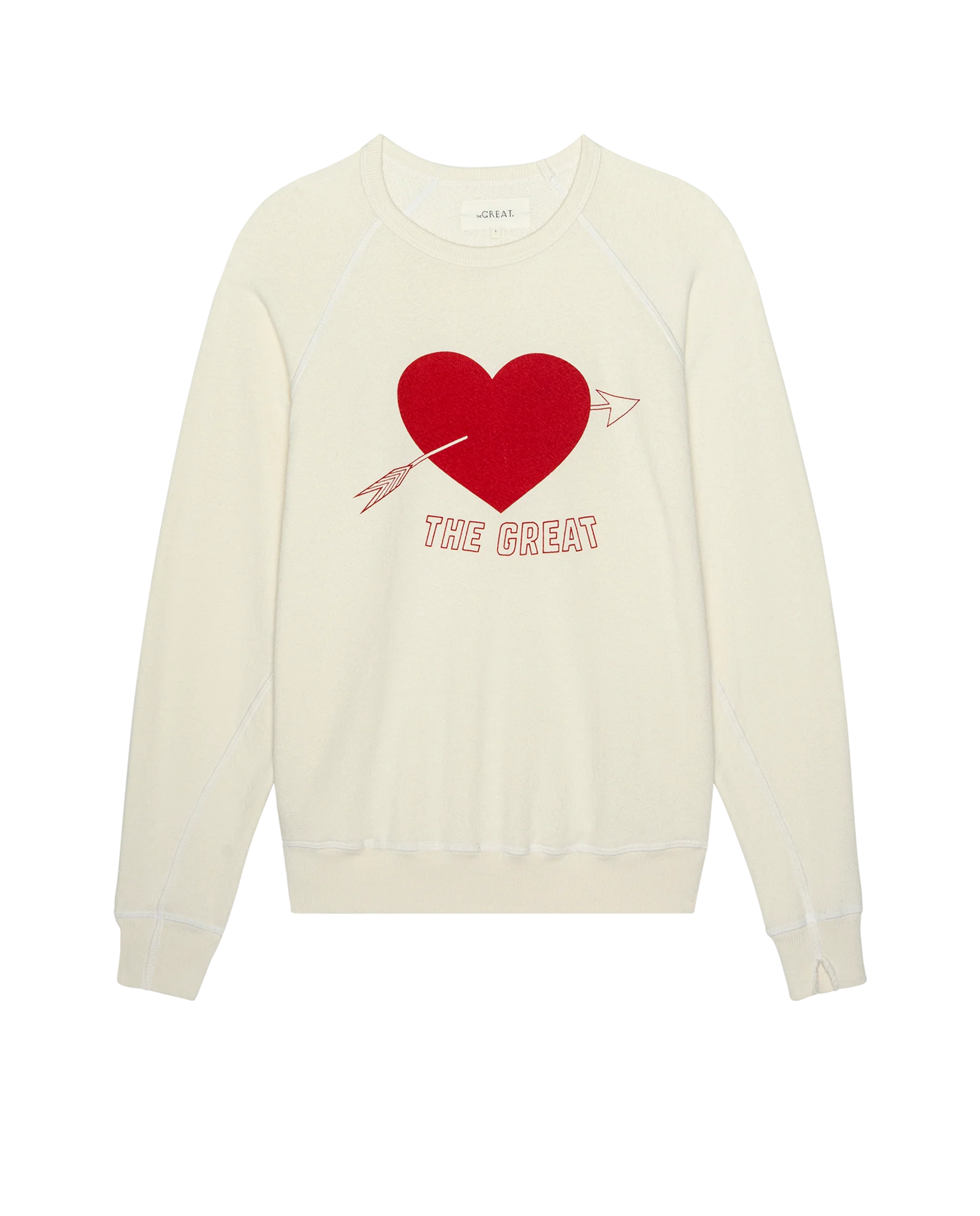 The College Sweatshirt. Novelty -- Washed White with Red Heart Graphic - Image 6