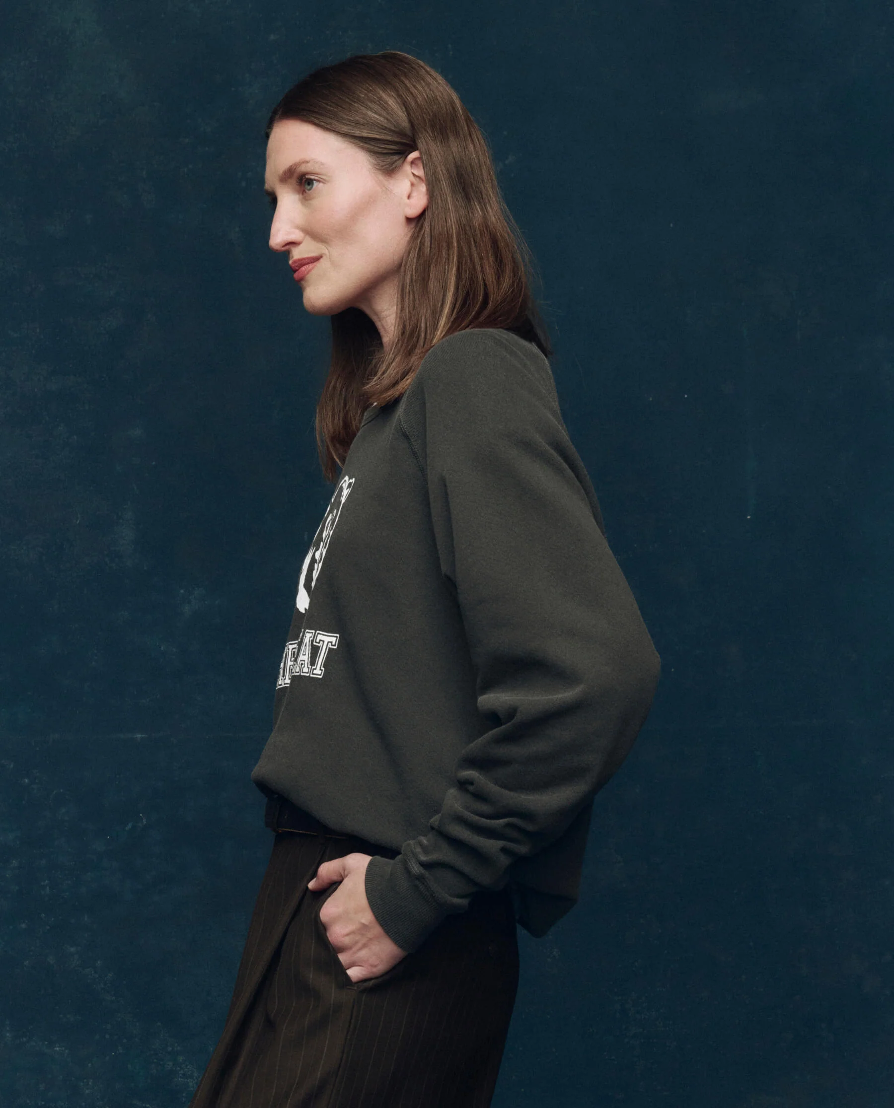 The College Sweatshirt. Graphic Novelty -- Washed Black with Bear Graphic - Image 3