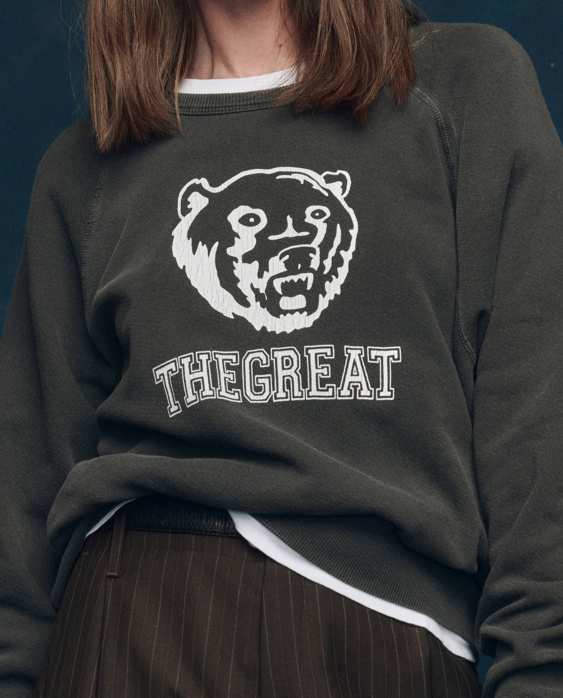 The College Sweatshirt. Graphic Novelty -- Washed Black with Bear Graphic - Image 4