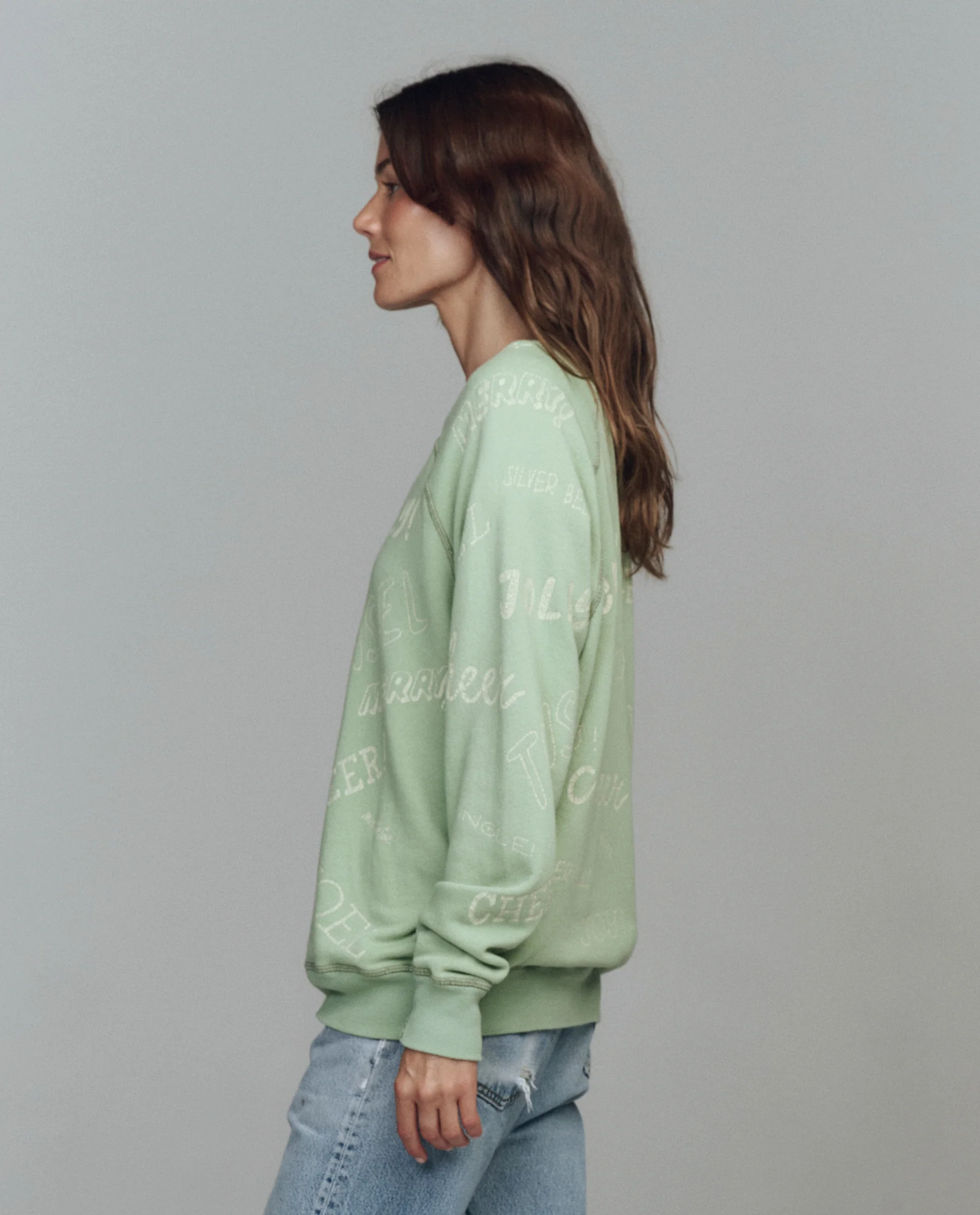 The College Sweatshirt. Graphic -- Vintage Mint with Holiday Greetings Graphic - Image 3
