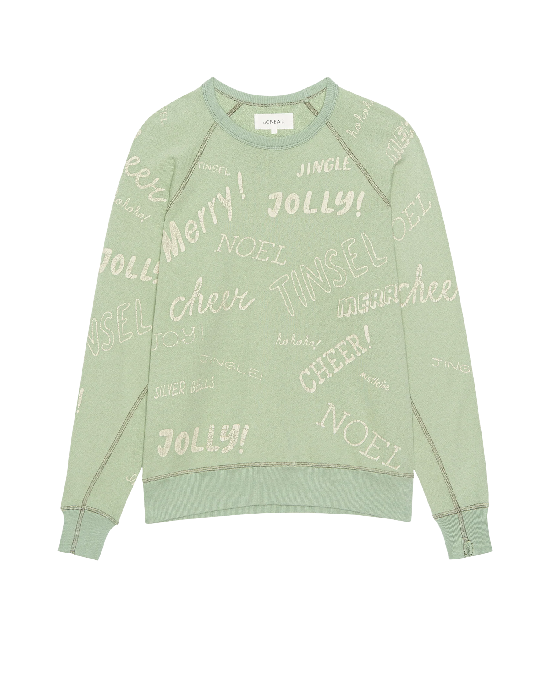 The College Sweatshirt. Graphic -- Vintage Mint with Holiday Greetings Graphic - Image 5