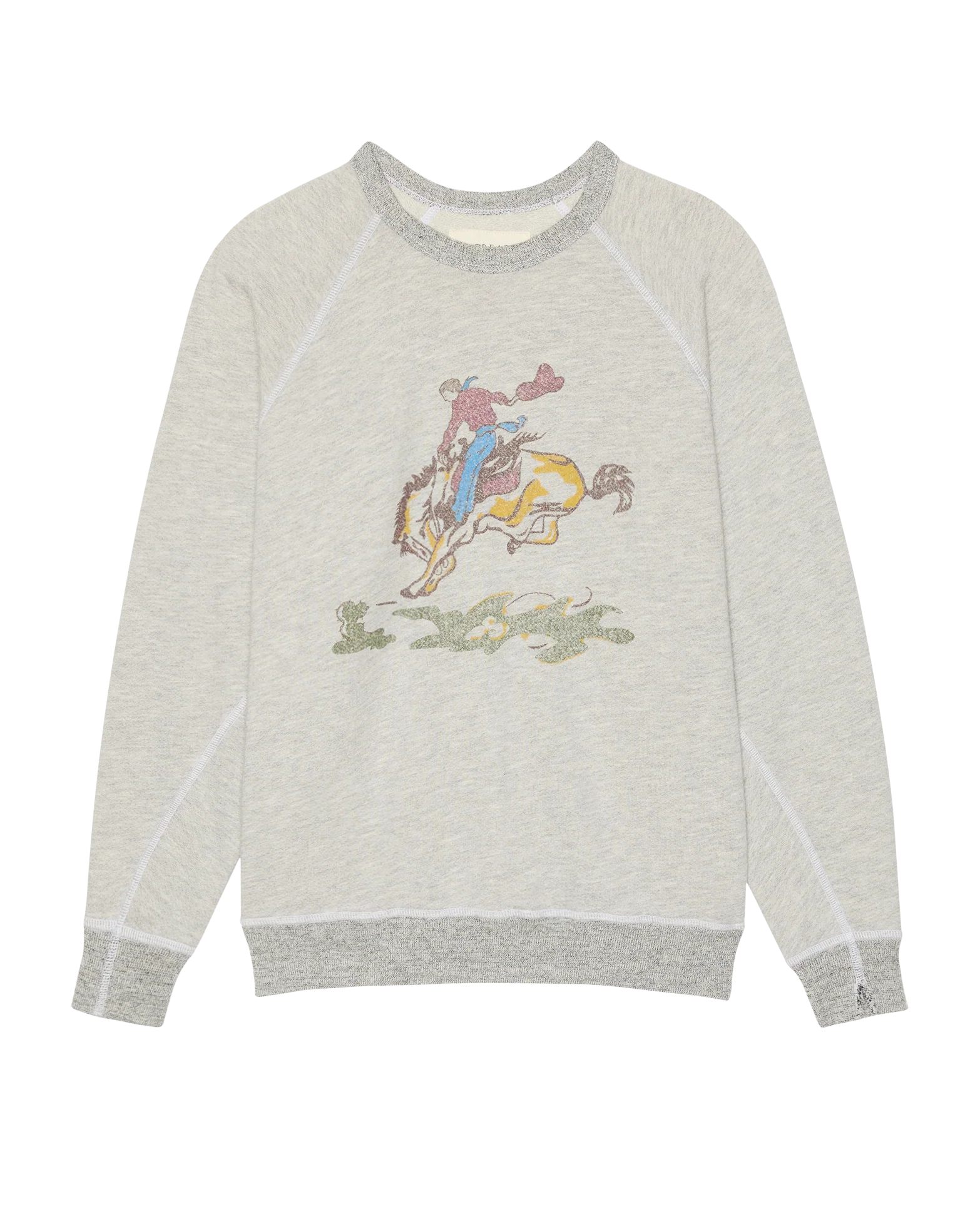 The College Sweatshirt w/ Rider Graphic. Novelty -- Soft Heather Grey - Image 5