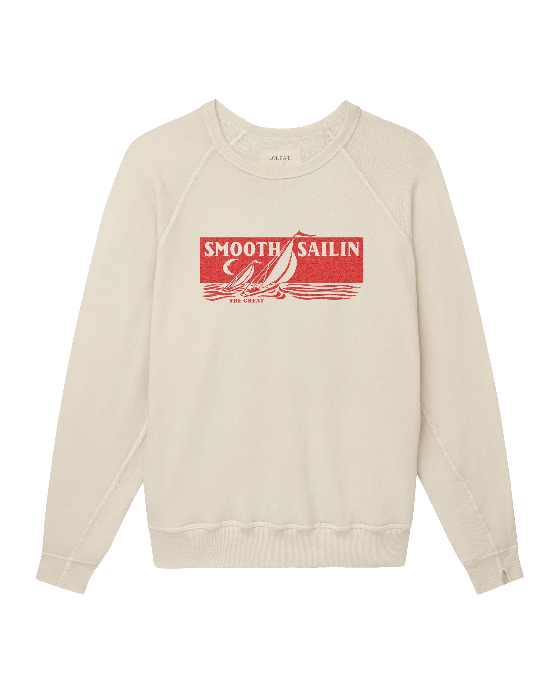 The College Sweatshirt w/ Smooth Sailin Graphic. -- Washed White - Image 5