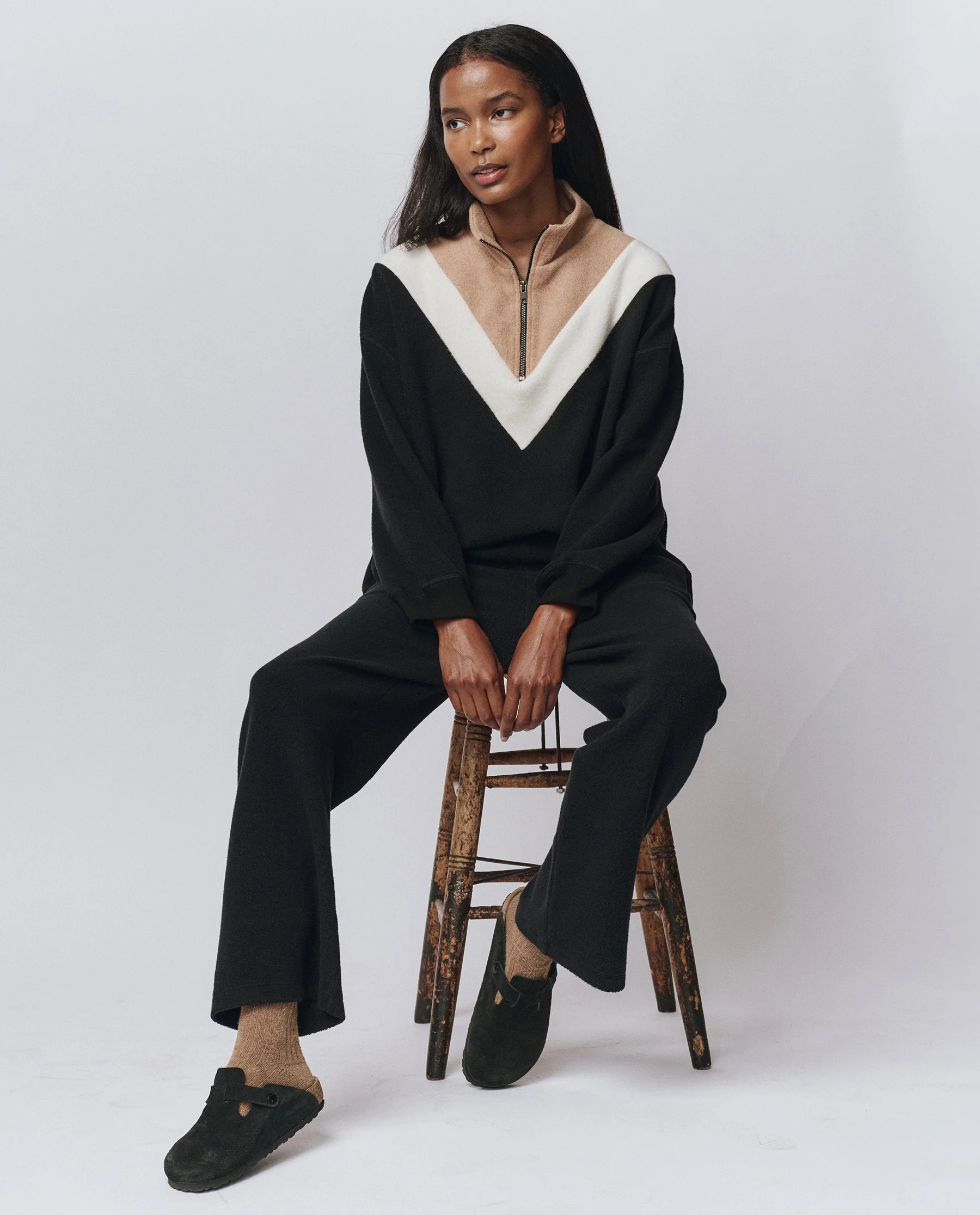 The Colorblock Plush Chalet Sweatshirt. -- Almost Black - Image 4