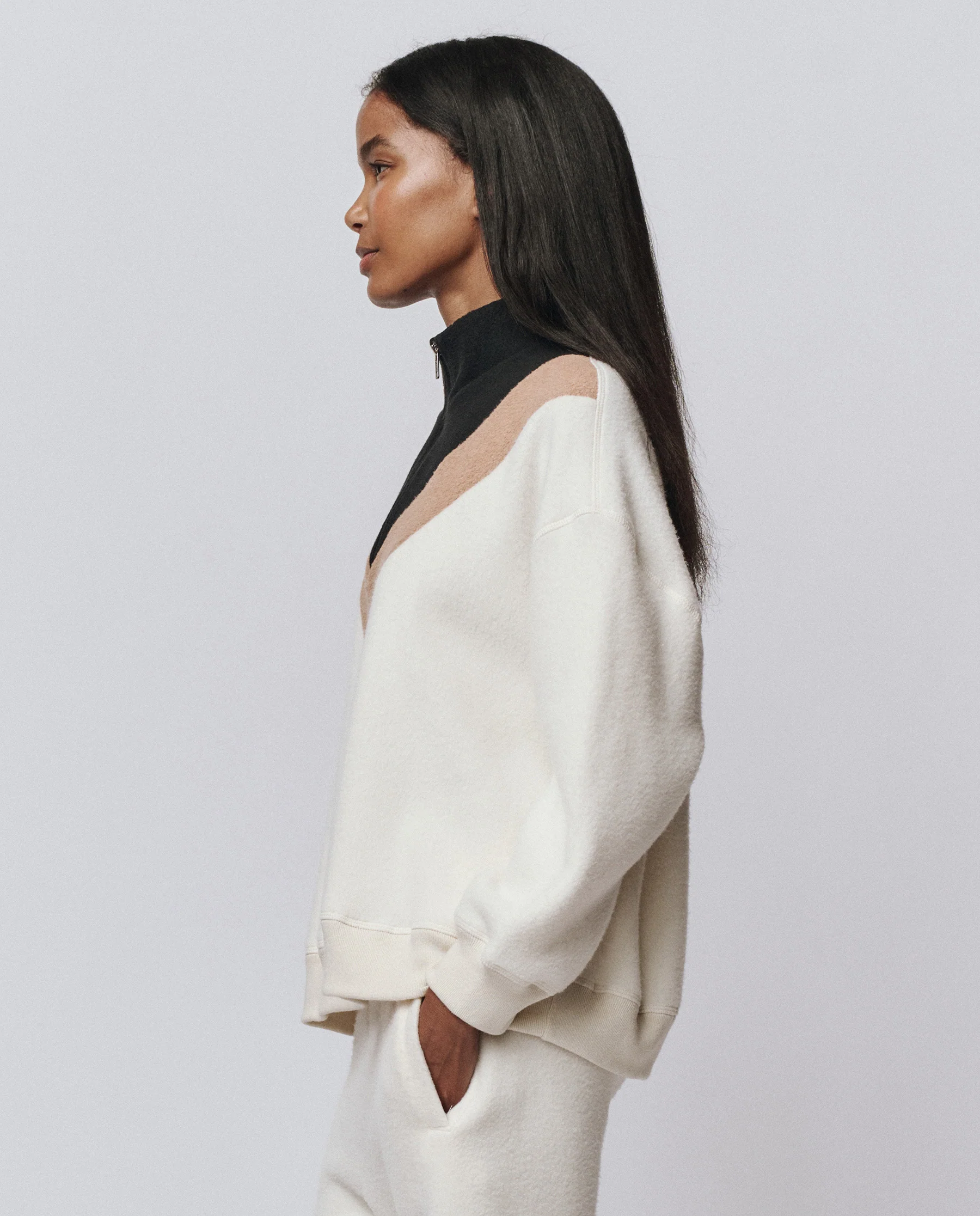 The Colorblock Plush Chalet Sweatshirt. -- Washed White - Image 3