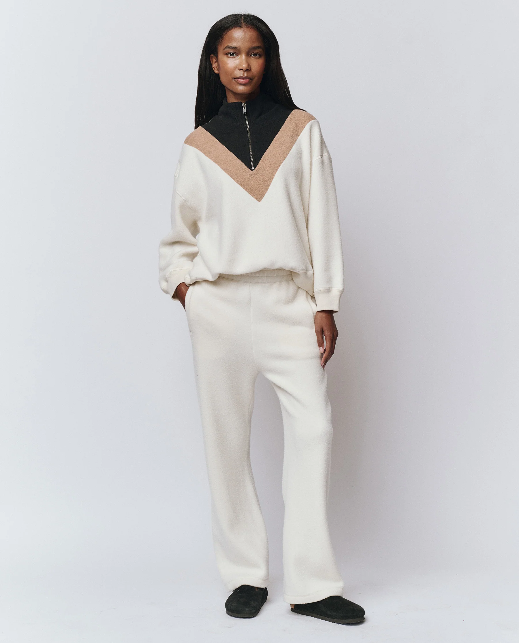 The Colorblock Plush Chalet Sweatshirt. -- Washed White - Image 4