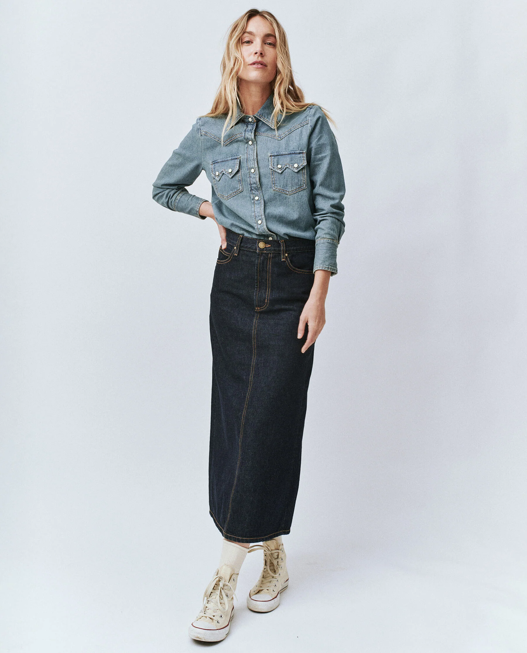 The Column Skirt. -- Midnight Rinse - Image 3