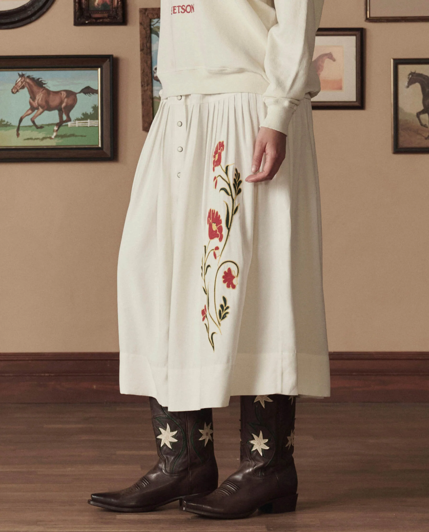 The Cowboy Boot (Leather Floral). -- Brown Floral - Image 2