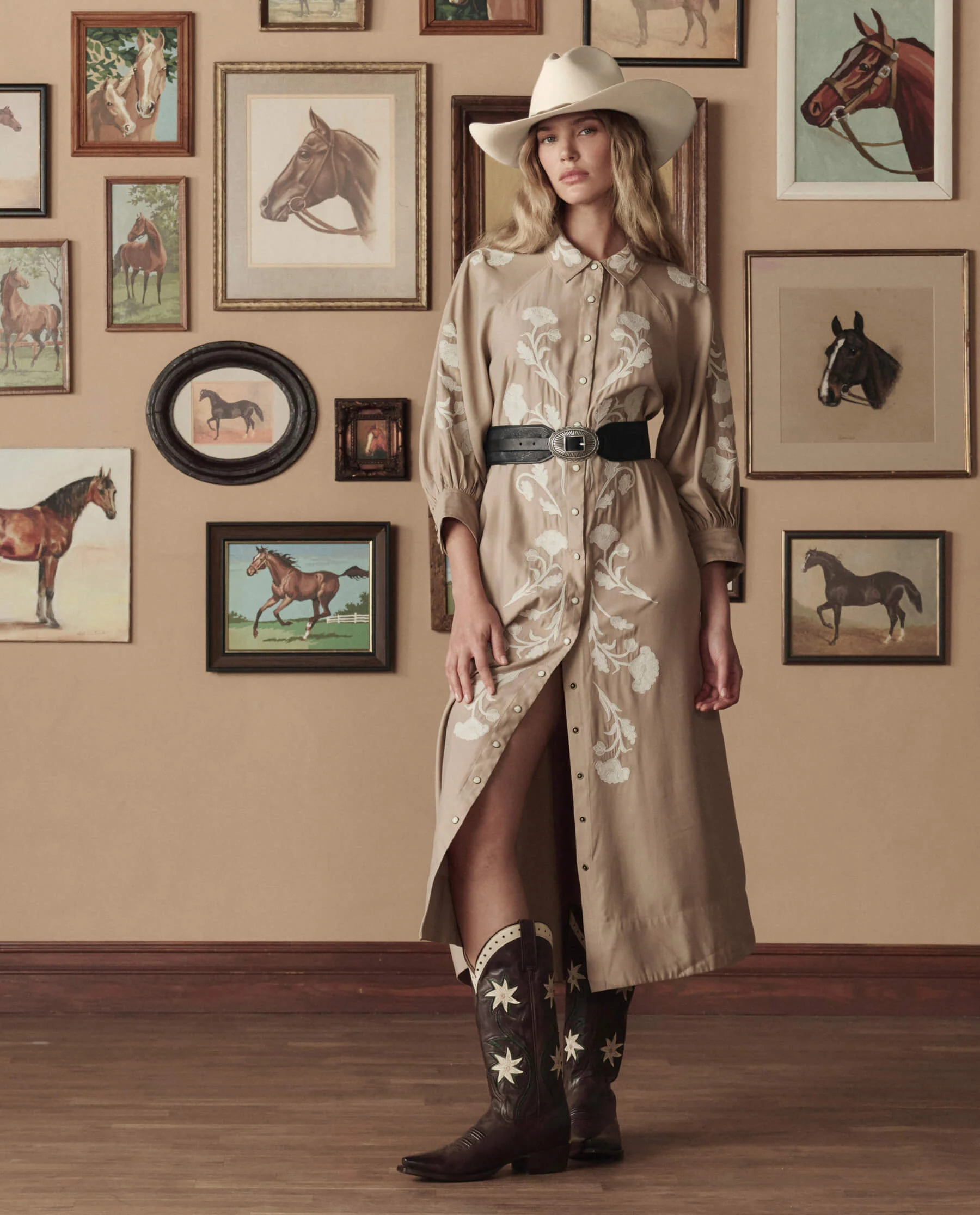 The Cowboy Boot (Leather Floral). -- Brown Floral - Image 4