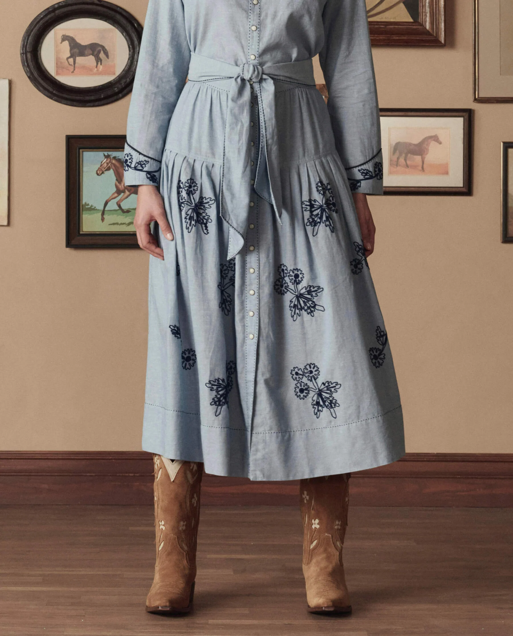 The Cowboy Boot (Suede Floral). -- Tan Floral - Image 4