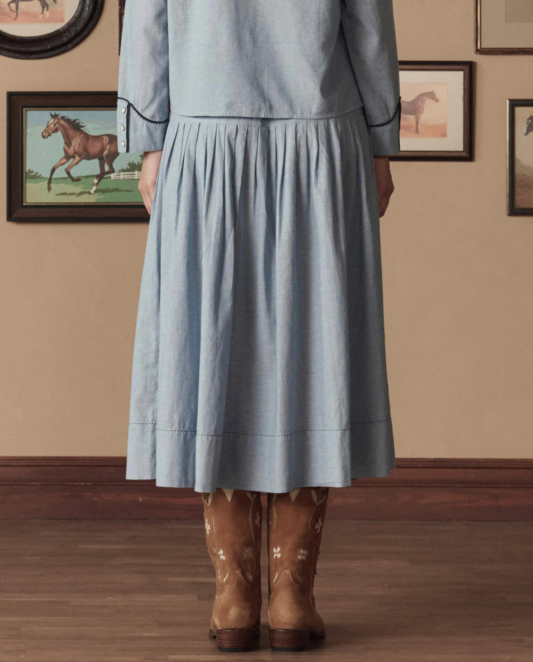 The Cowboy Boot (Suede Floral). -- Tan Floral - Image 5