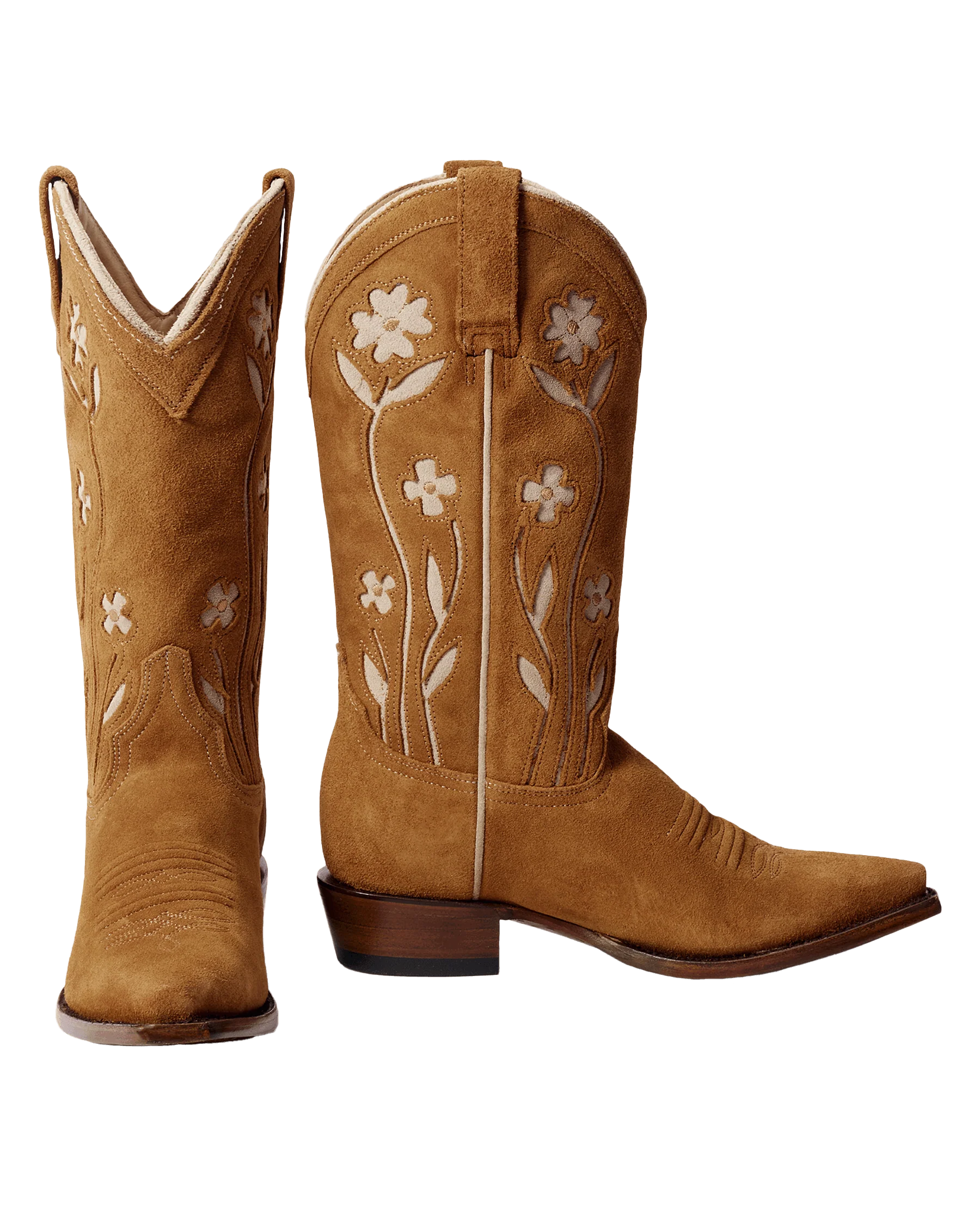 The Cowboy Boot (Suede Floral). -- Tan Floral - Image 6