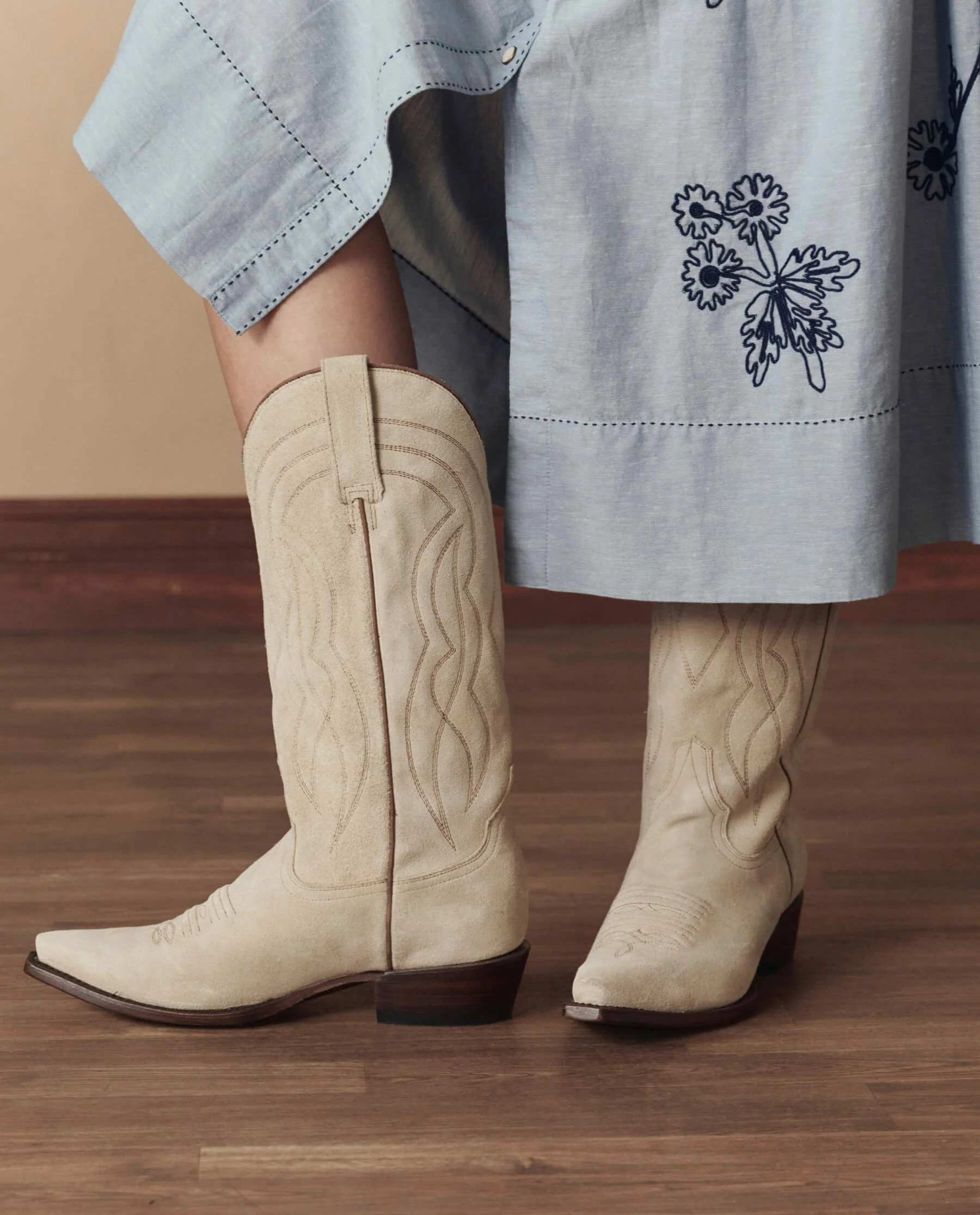 The Cowboy Boot (Suede). -- Pearl - Image 2
