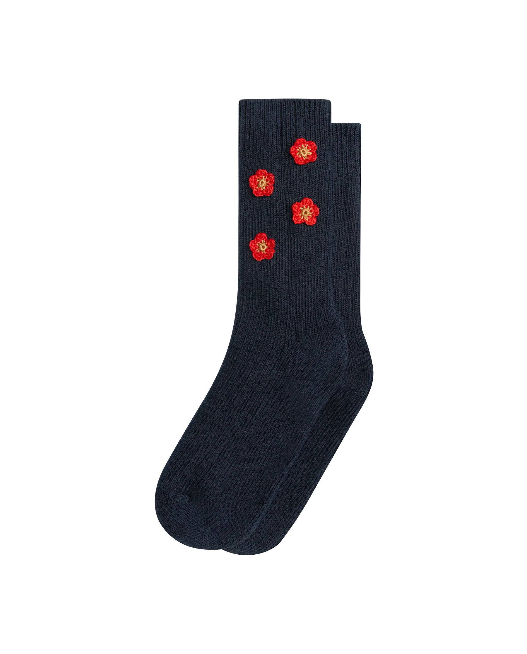 The Crochet Flower Sock (4 Flowers). -- Navy - Image 3