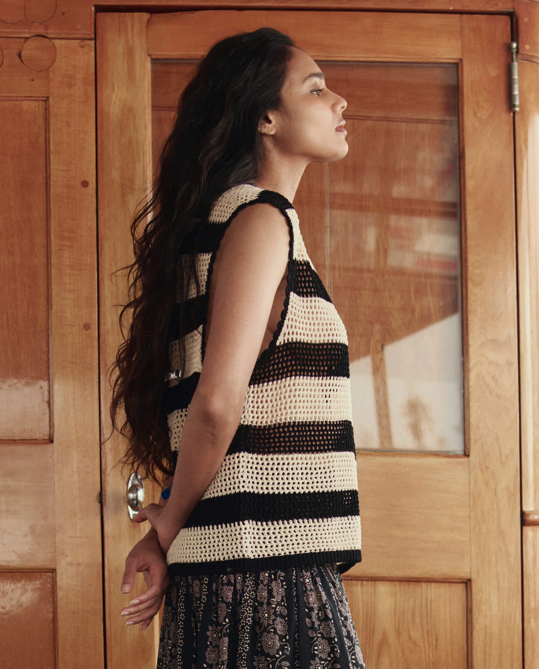 The Crochet Sweater Shell. -- Black And Cream - Image 3