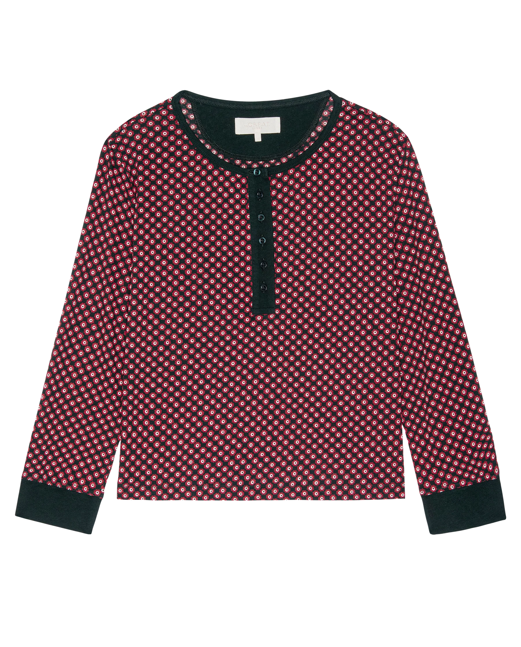 The Crop Sleep Henley. -- Daisy Tie Print - Image 6