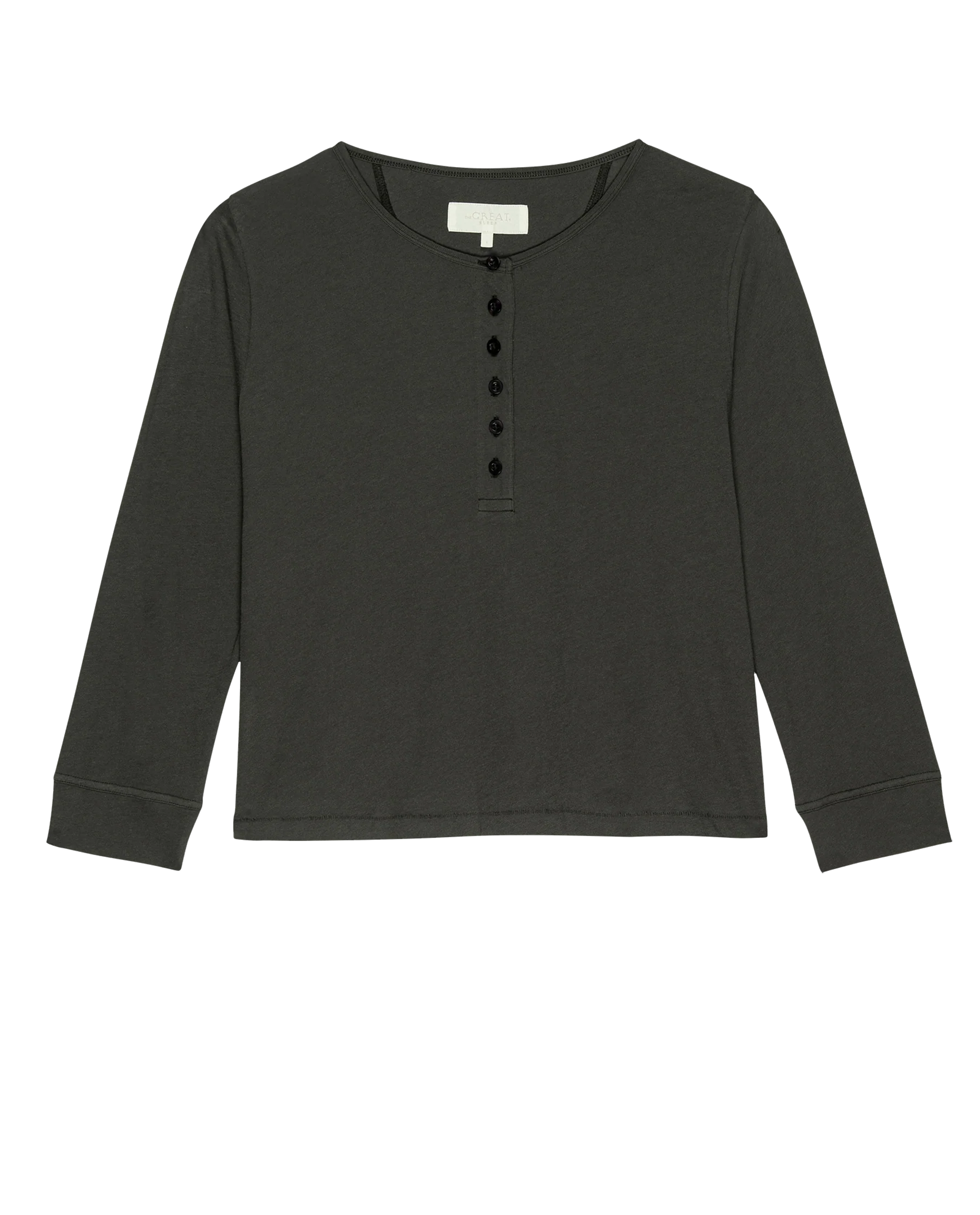 The Crop Sleep Henley. -- Washed Black - Image 5