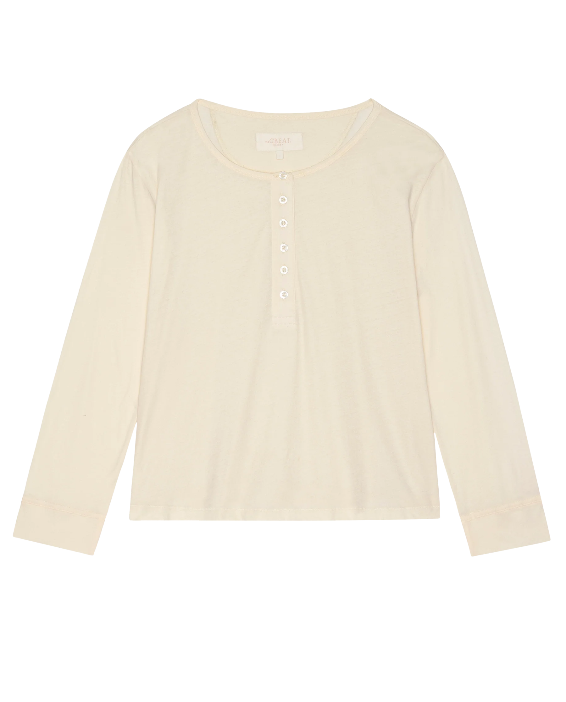 The Crop Sleep Henley.. -- Washed White - Image 5