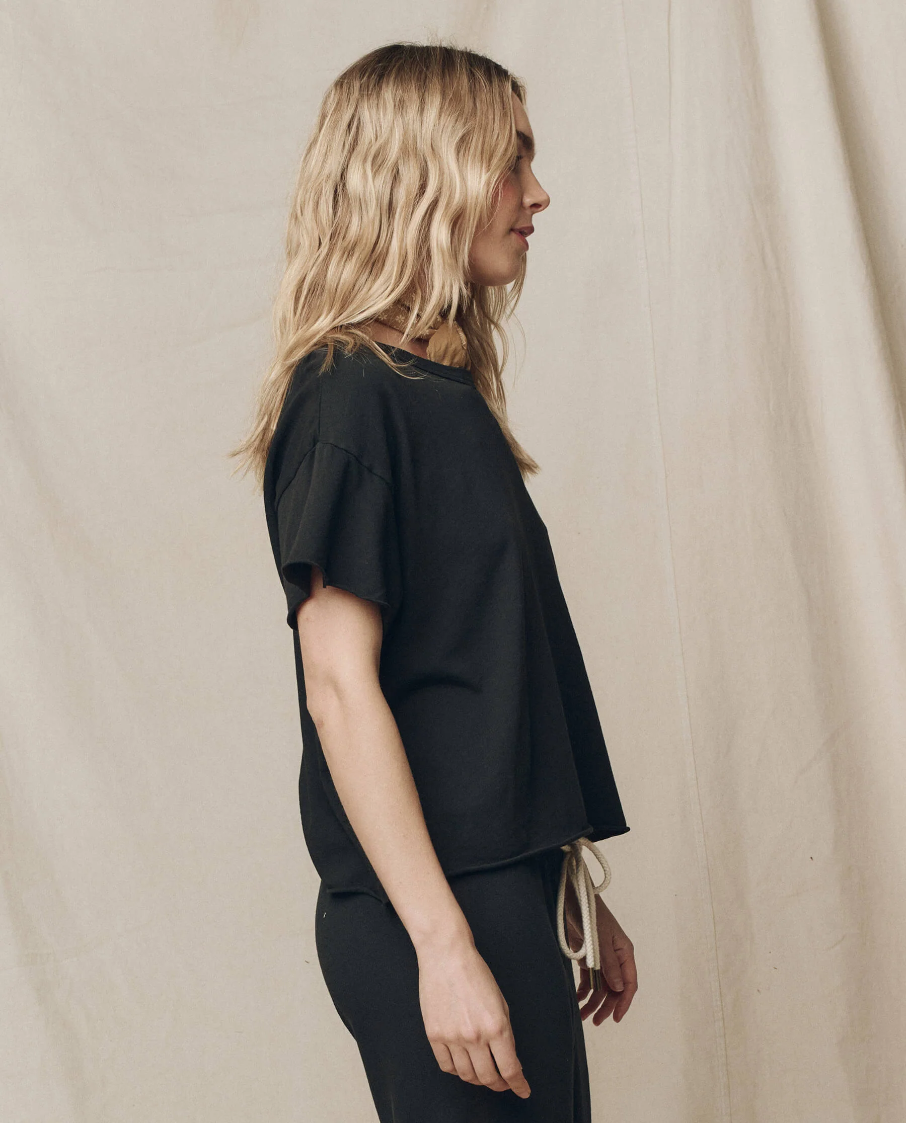 The Crop Tee. Solid -- Almost Black - Image 2